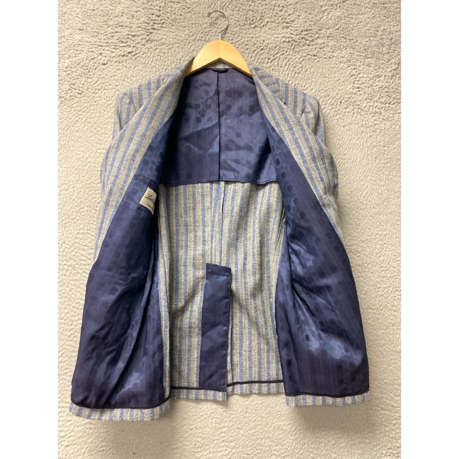 Lee VINTAGE Lee Wald Striped Sport Jacket Blazer 38R Aqua Gray 1980s Mens Size 38R - 7 Thumbnail