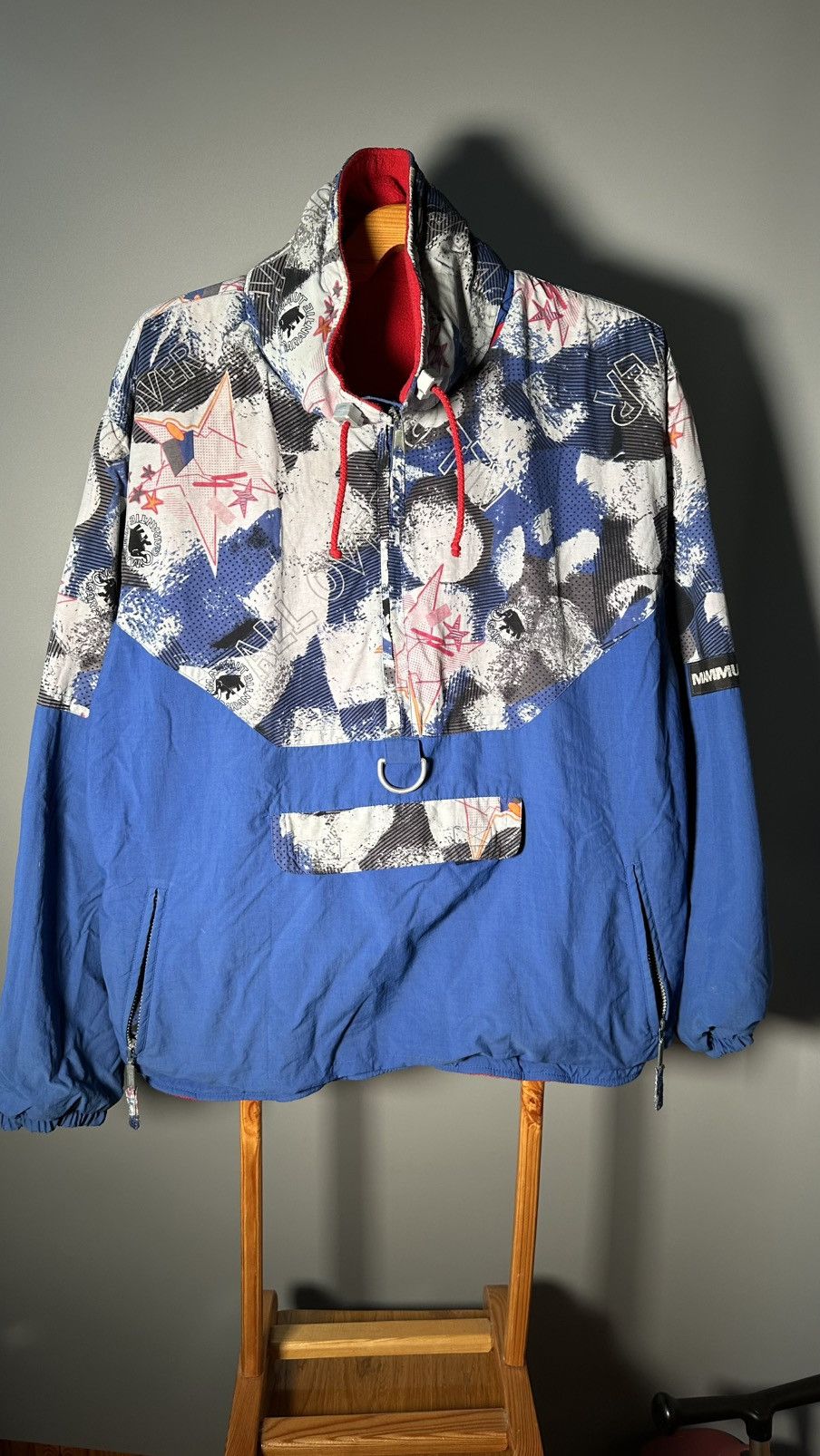 VINTAGE MAMMUT DOUBLE-SIDED FLEECE ANORAK LARGE.