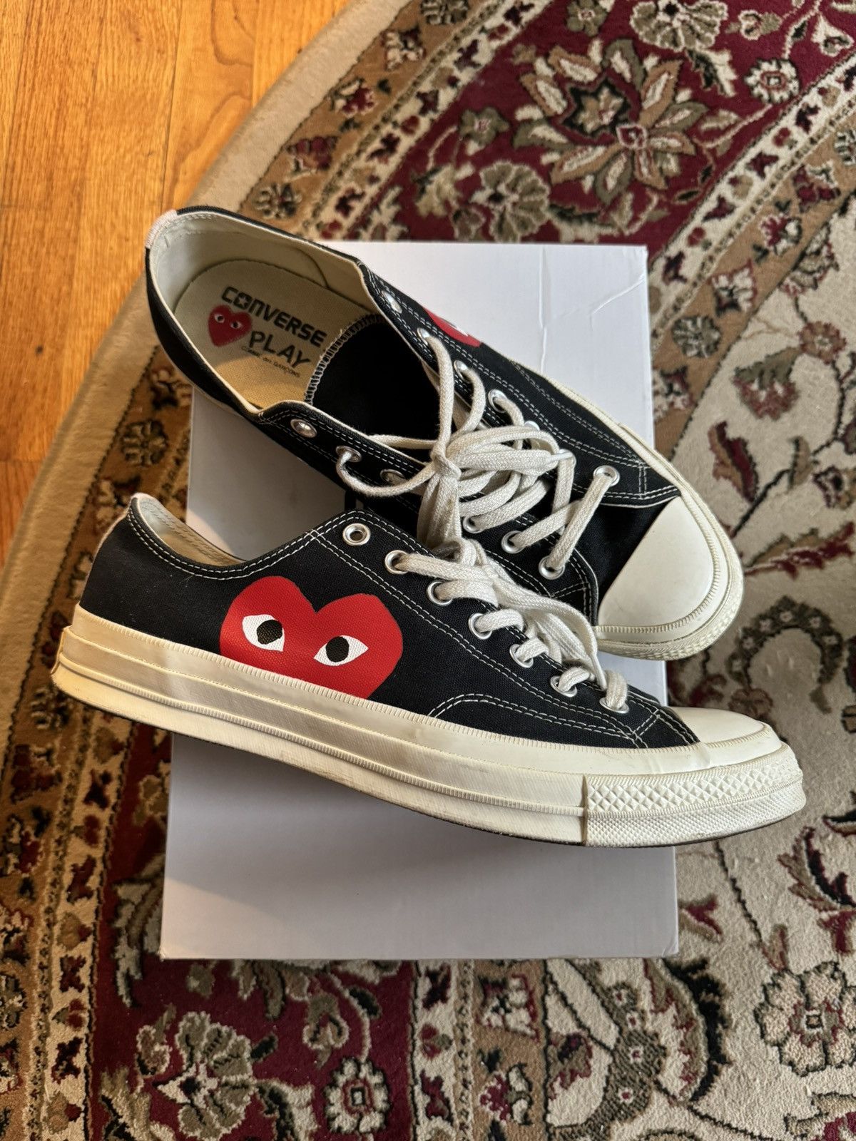 Comme des Garcons × Comme des Garcons PLAY × Converse Comme de Garçons Play x Chuck 70 Low “black” Size US 11 / EU 44 - 1 Thumbnail