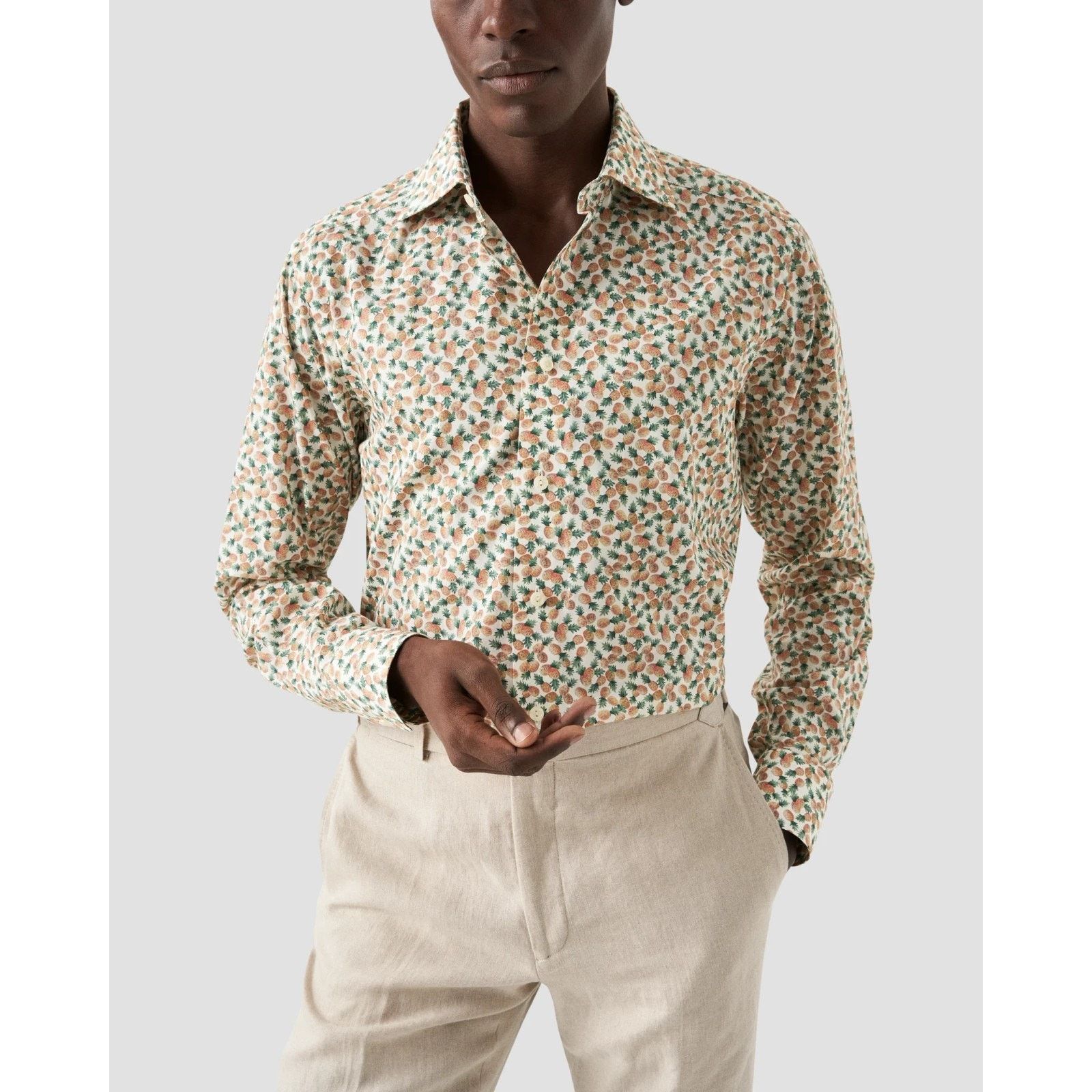 Eton Eton Dress Shirt Contemporary Fit Pineapple Print Size 44 Size US S / EU 44-46 / 1 - 2 Thumbnail