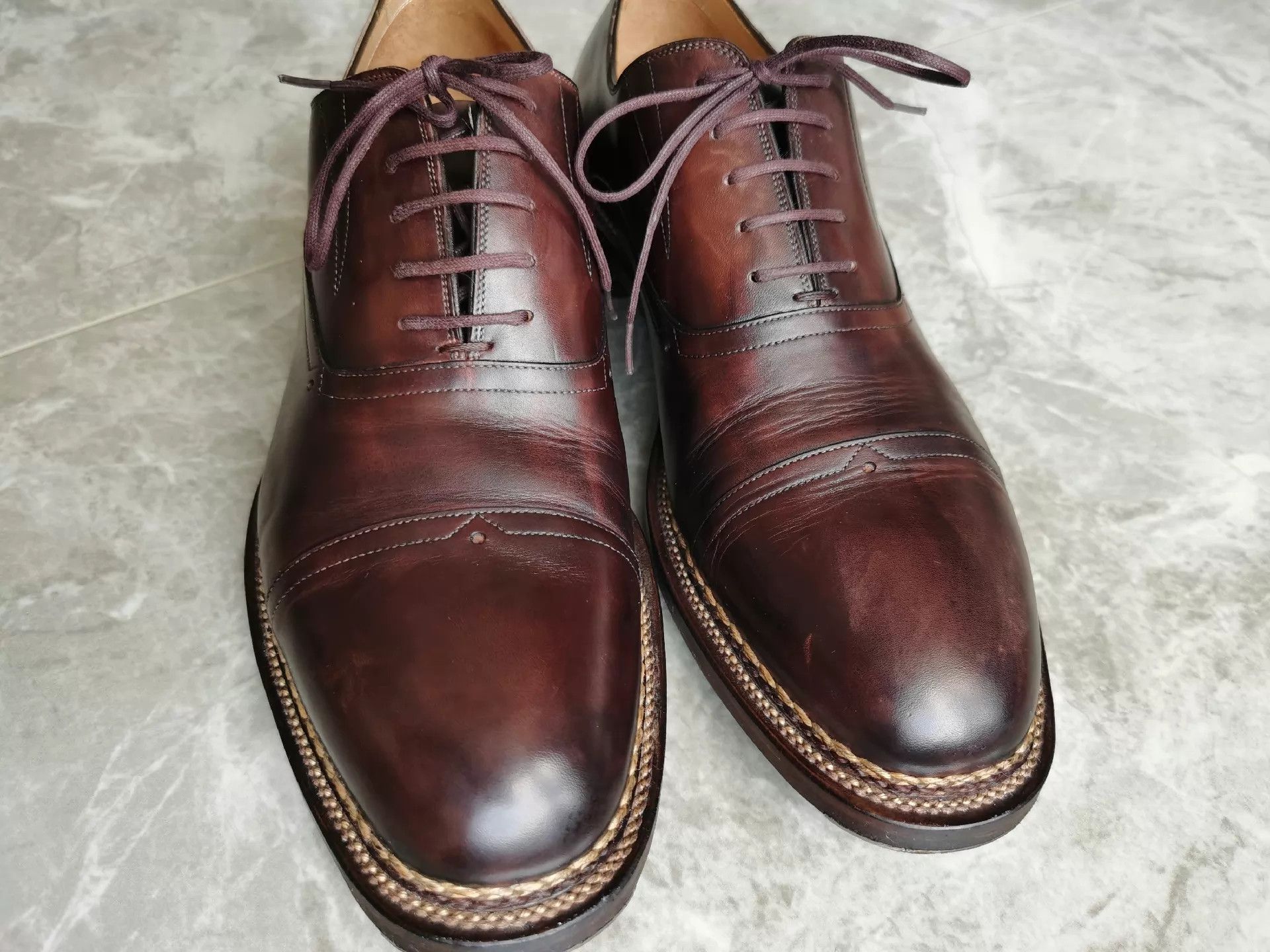 Other WM1978 Handmade Cognac Oxford Dress Shoes 42 360 Stitch Size US 9 / EU 42 - 3 Thumbnail