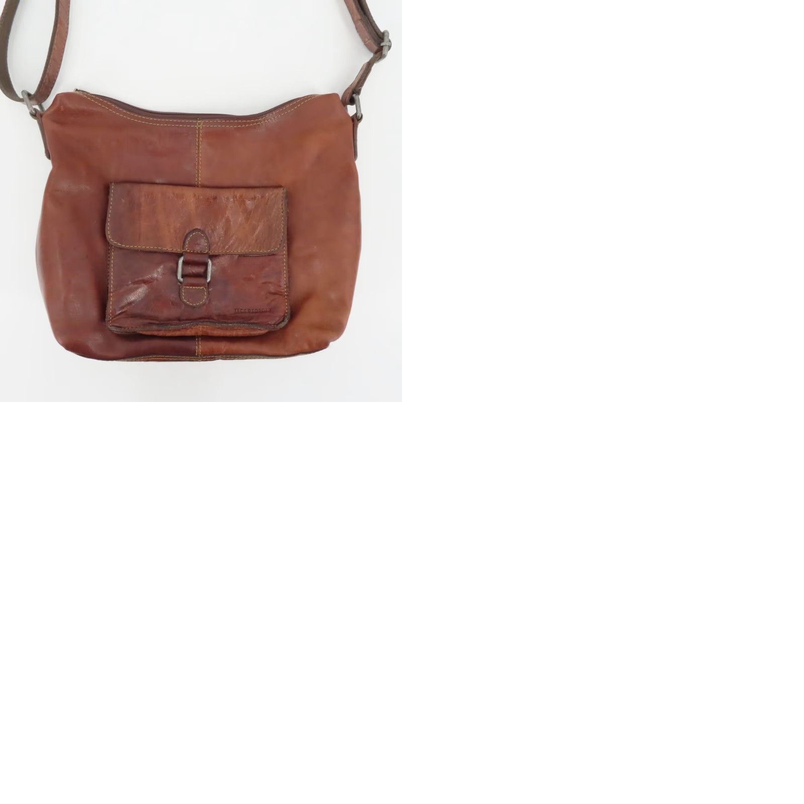 George Jack Georges Distressed Brown Leather Shoulder Bag Handbag Purse Flap Pocket Size ONE SIZE - 10 Thumbnail