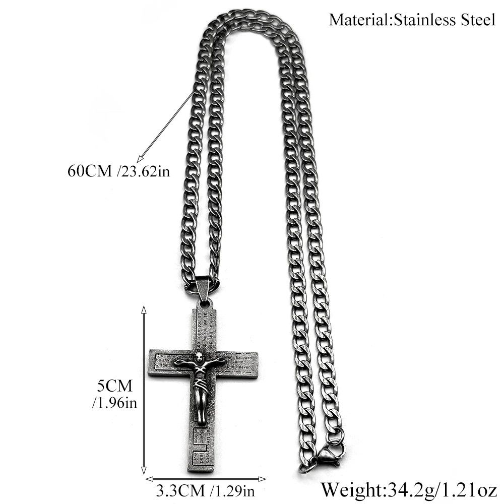 Jewelry Christian Jesus Cross Crucifix English Bible Pendant Size ONE SIZE - 5 Thumbnail