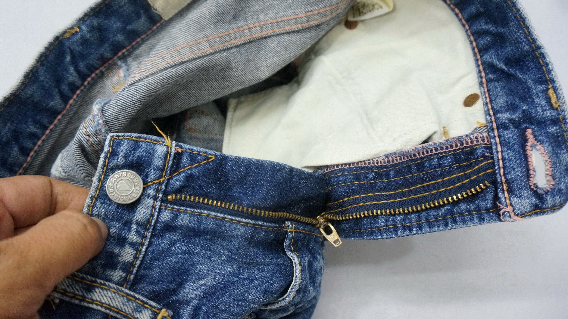 Japanese Brand ANTGAUGE Patchwork Lowrise Blue Jeans Size US 28 / EU 44 - 11 Thumbnail
