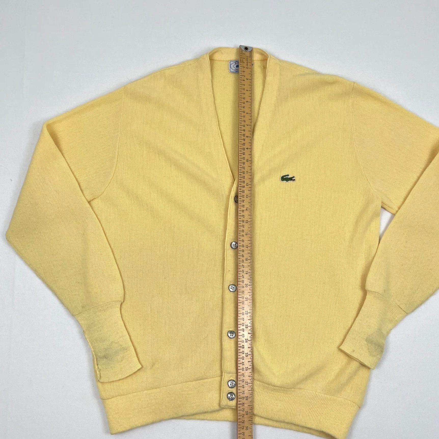 Izod VTG Izod Lacoste Cardigan Mens XL Yellow Orlon Acrylic Grandpa Jumper Cardigan Regular Knit Sweater 90s Mens Size US XL / EU 56 / 4 - 4 Thumbnail
