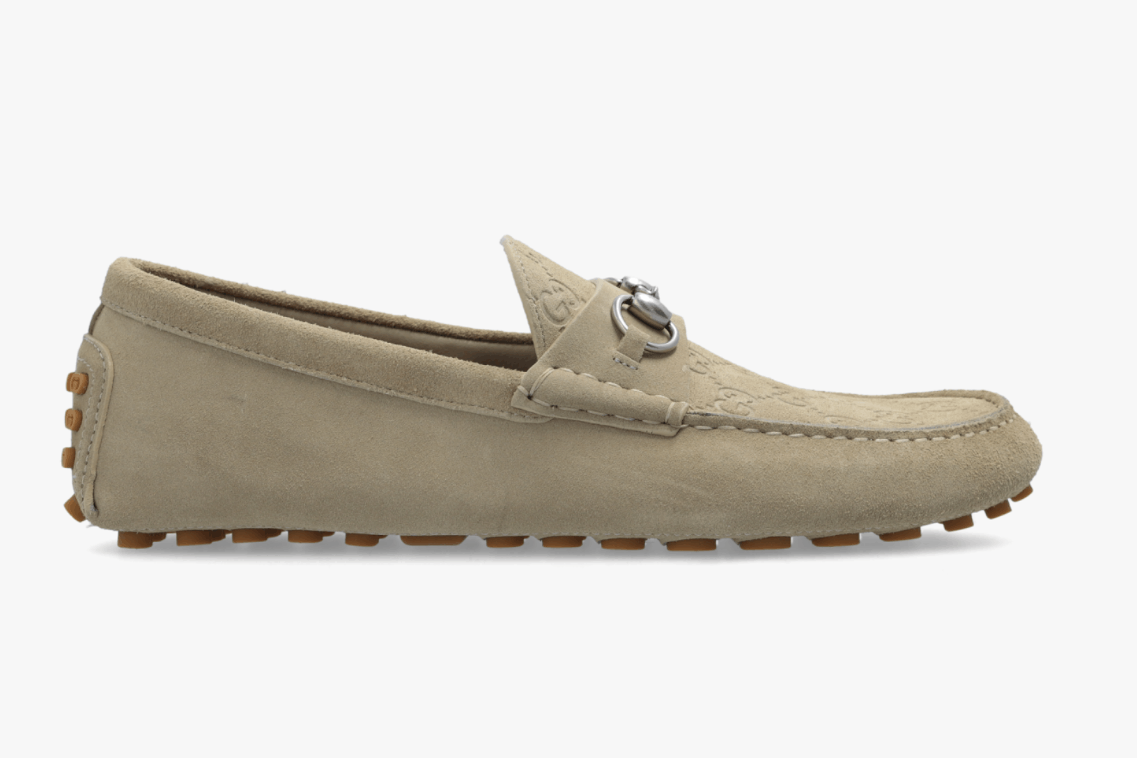 Gucci Gucci Oatmeal Suede Logo Horsebit Driver Loafer G 11 US 12 Size US 12 / EU 45 - 5 Thumbnail