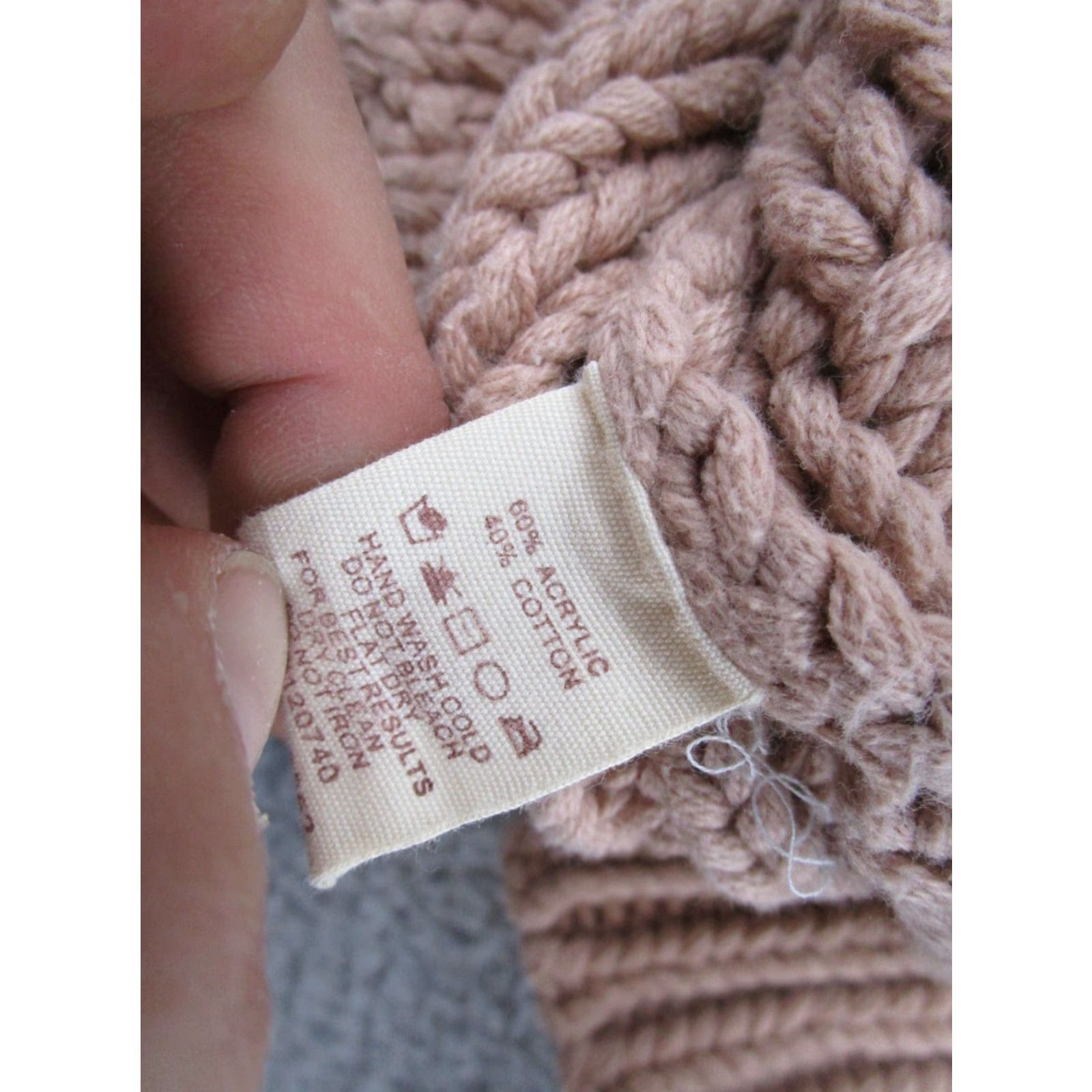 Vintage Mystree Heavy Cotton Knit Pullover Sweater Women Large Mock Neck Beige Size L / US 10 / IT 46 - 3 Thumbnail
