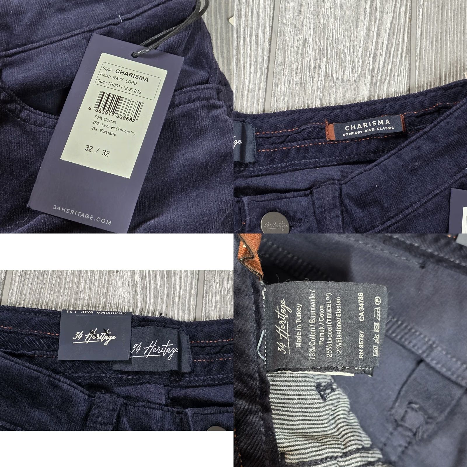 Vintage 34 Heritage Jeans 32x32 Charisma Stretch Denim Men’s Pants Navy Corduroy Tencel Blue 5-Pocket Regular Fit Vintage: No NWT Size US 32 / EU 48 - 9 Thumbnail