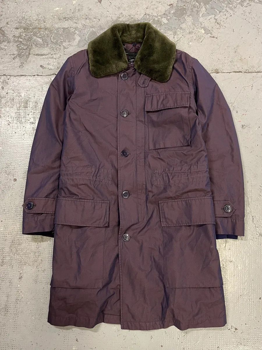 Marc Jacobs 2000s Marc Jacobs Fur Collar Purple Long Cargo Coat Size US M / EU 48-50 / 2 - 4 Thumbnail