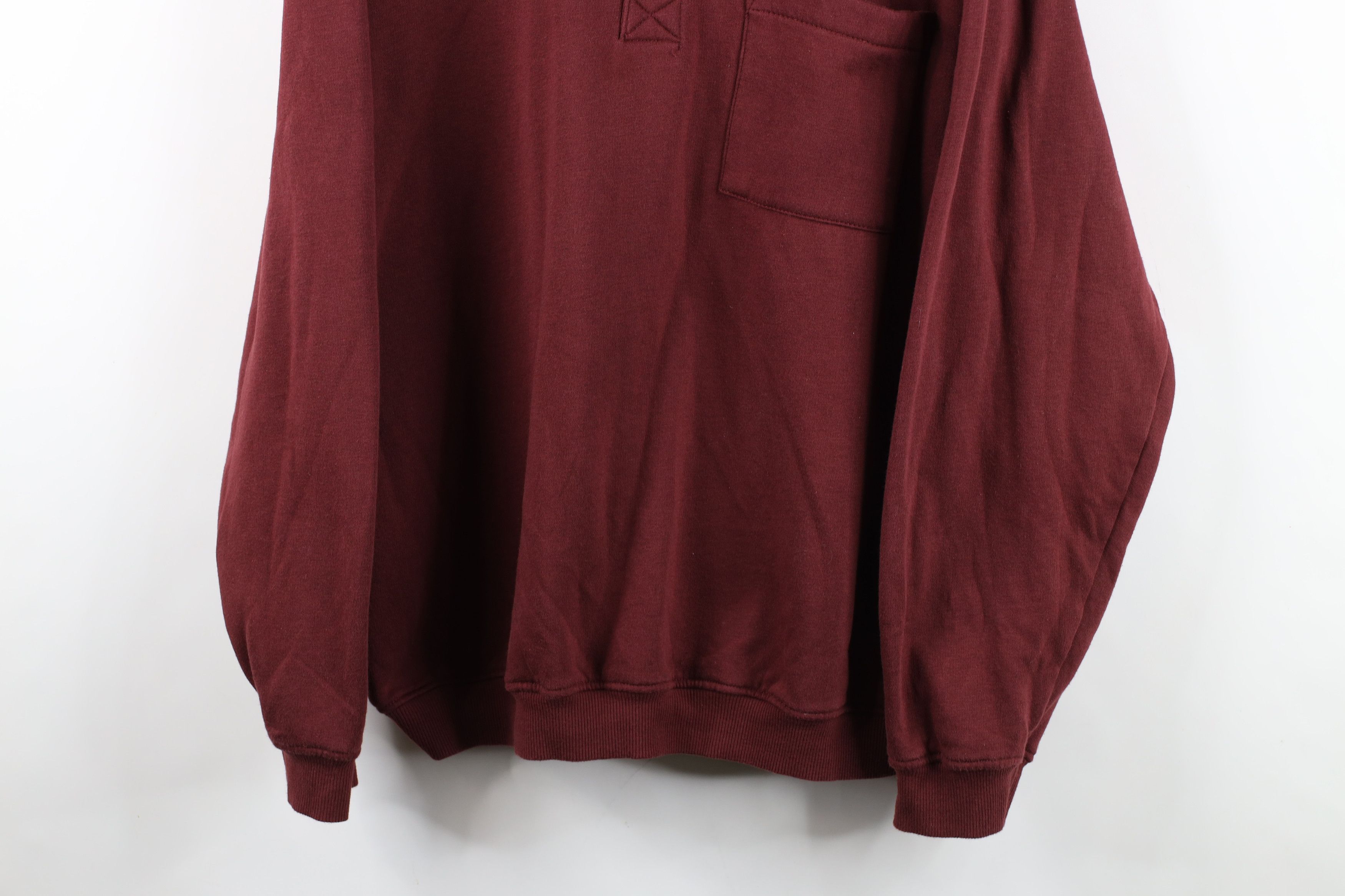 Vintage Vintage 90s Streetwear Pullover Collared Sweatshirt Burgundy Size US L / EU 52-54 / 3 - 3 Thumbnail