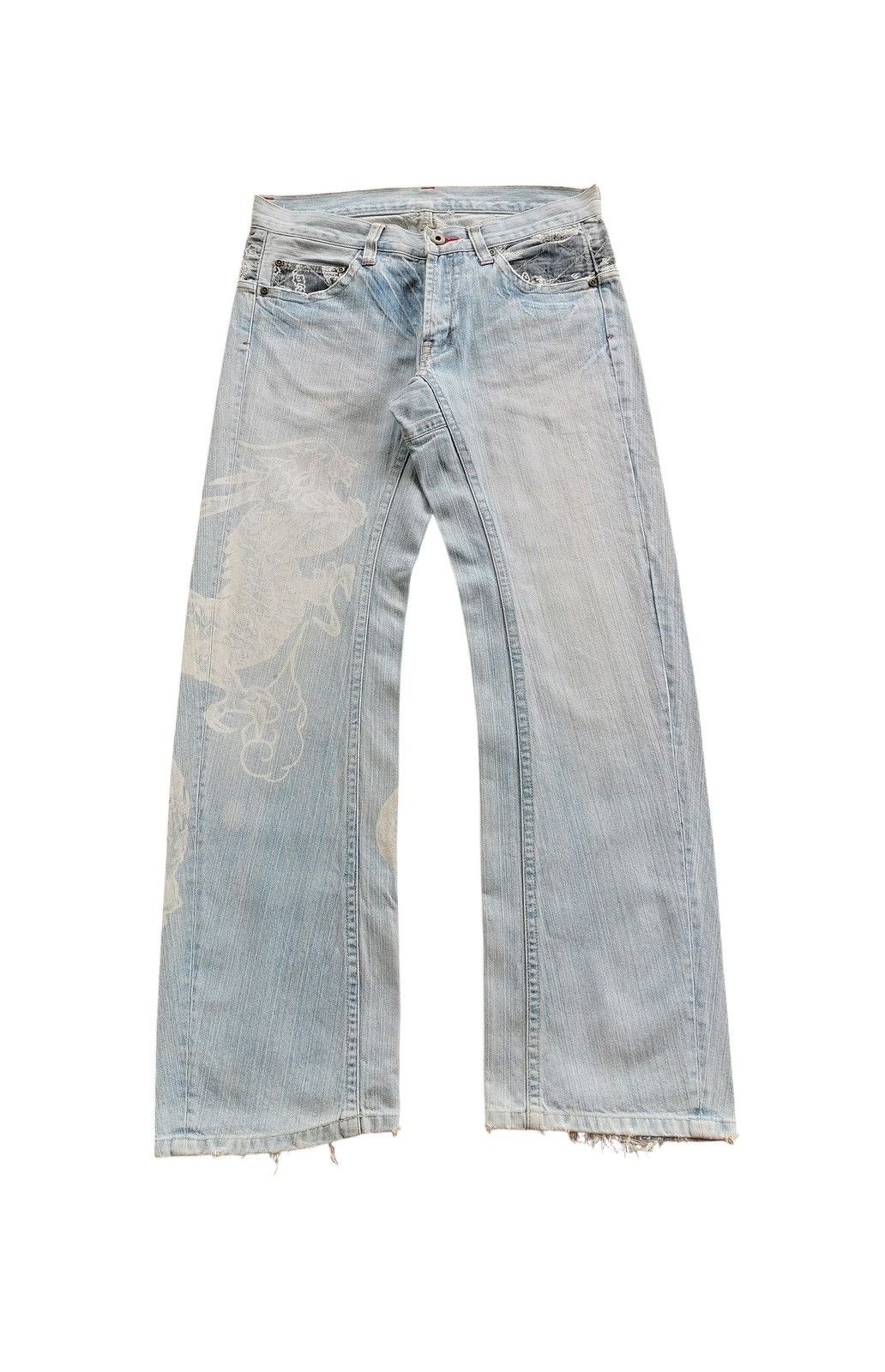 Vintage Karakuri Tamashi Dragon Japan Denim - 32”x31”