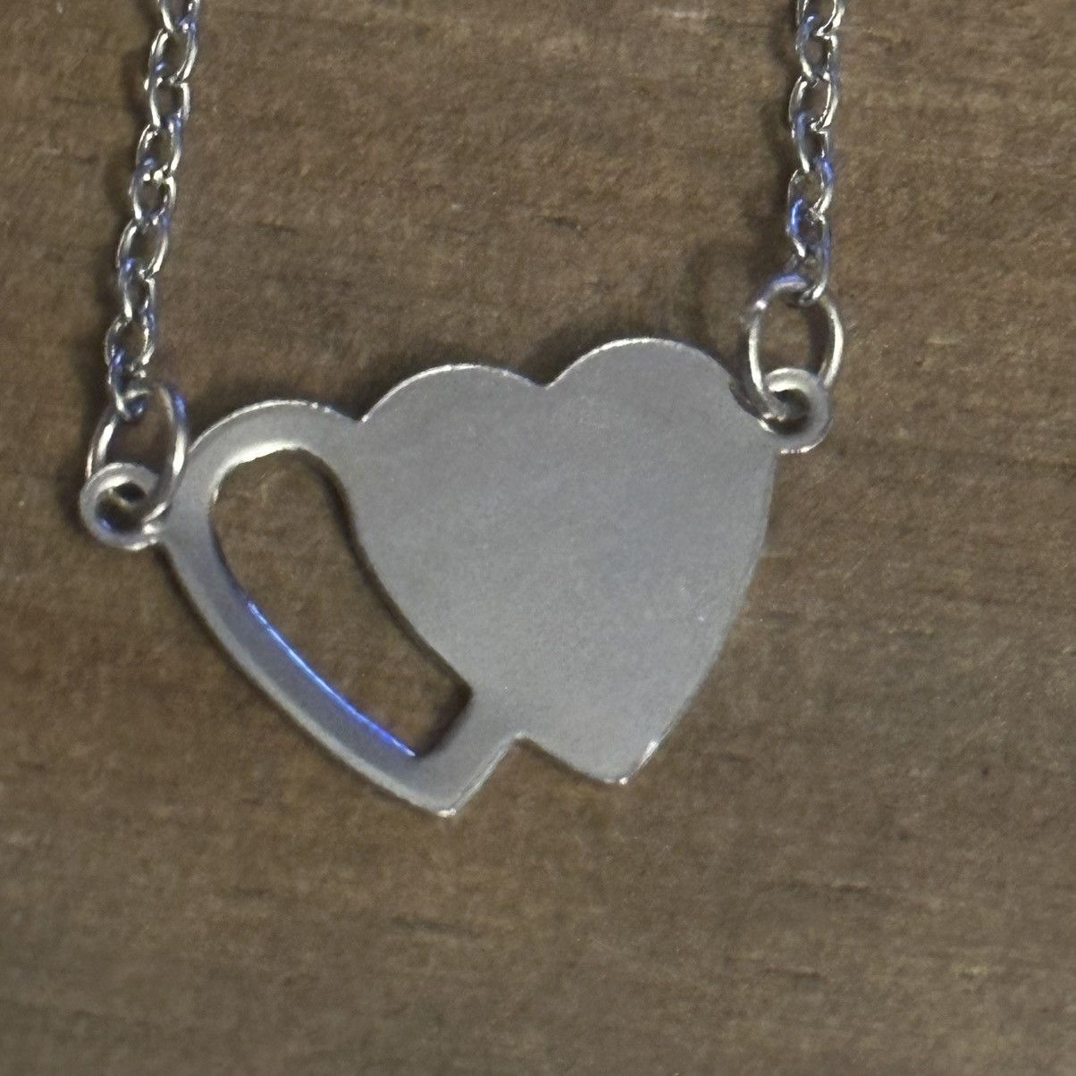 Vintage Vintage silver tone double heart necklace Size ONE SIZE - 4 Thumbnail