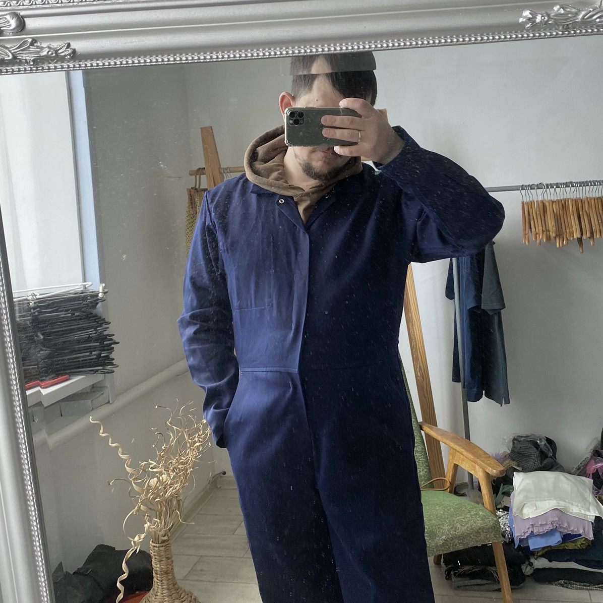 Le Laboureur Workwear Vintage Chore Sanfor French work Coverall jumpsuit Size US 32 / EU 48 - 14 Thumbnail