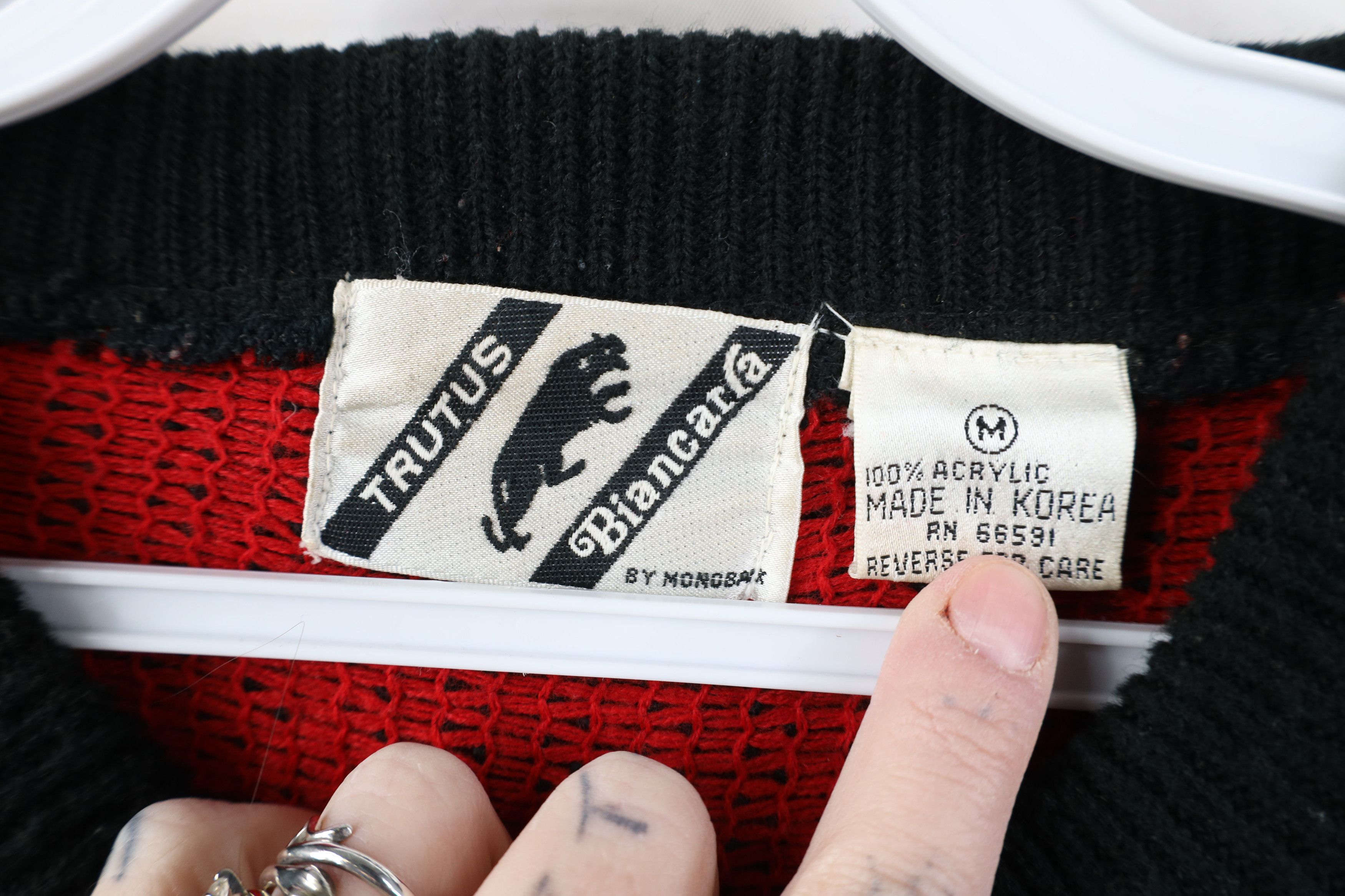 Vintage Vintage 90s Streetwear Trim Chunky Knit Football Sweater Size US M / EU 48-50 / 2 - 10 Thumbnail