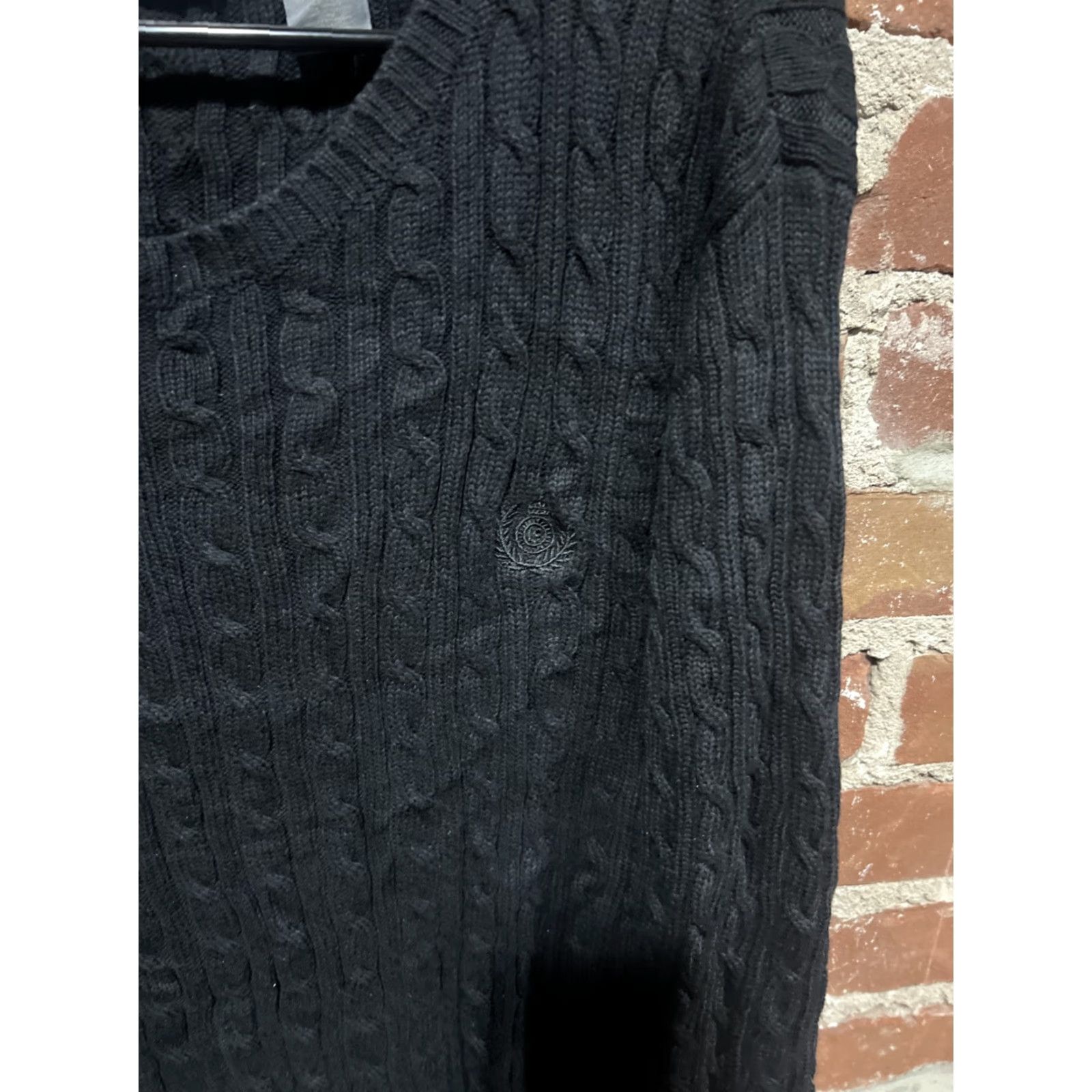 Liz Claiborne VINTAGE Liz Claiborne Sweater Women 3XL Cable-Knit 100% Cotton Black Crew Neck Long Sleeve Pullover Winter Knitted Casual Regular Size XXL / US 16-18 / IT 52-54 - 2 Thumbnail