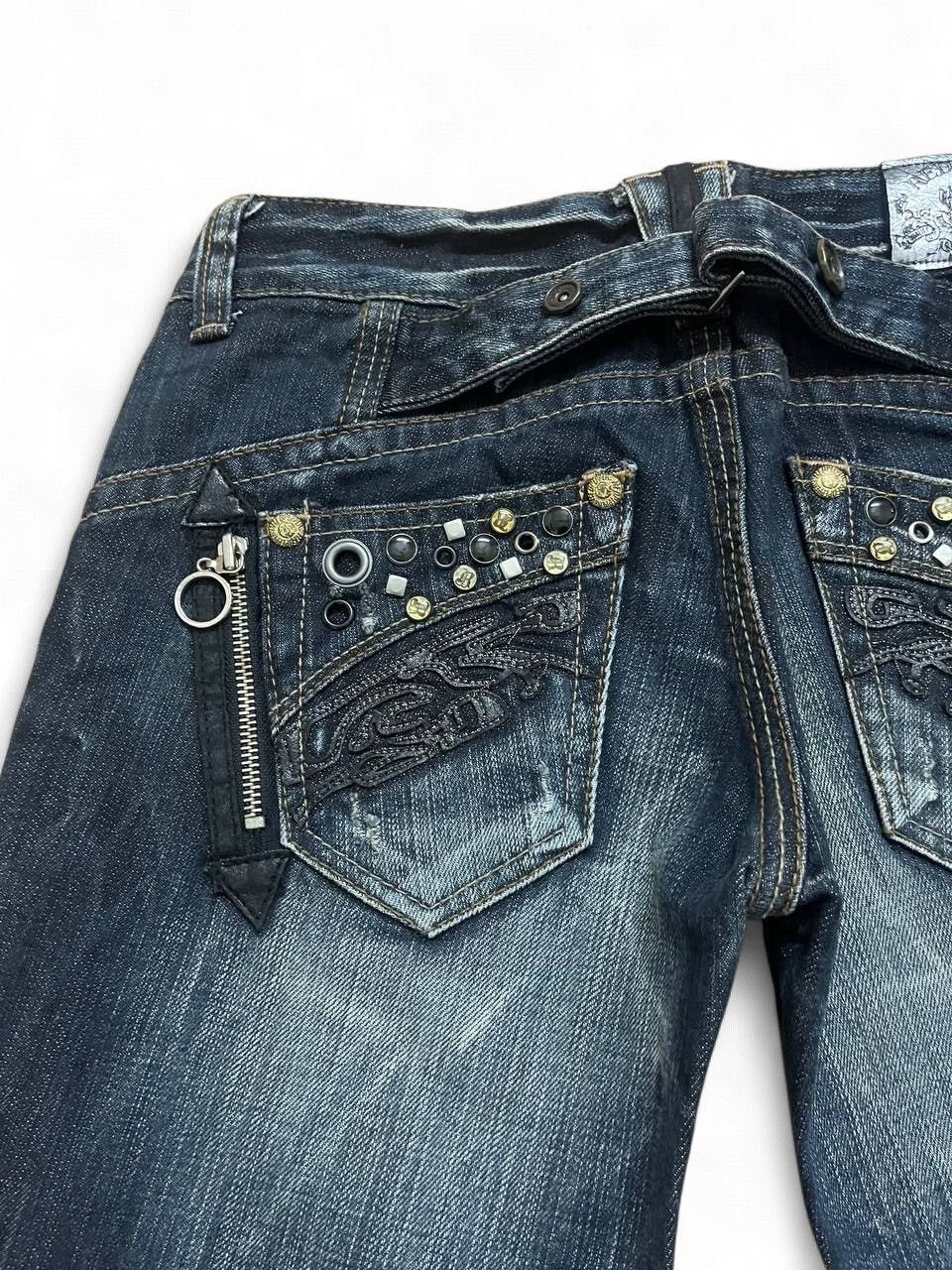 Tornado Mart Flare Jeans redpepper stud distressed low rise buckleback Size US 28 / EU 44 - 8 Thumbnail