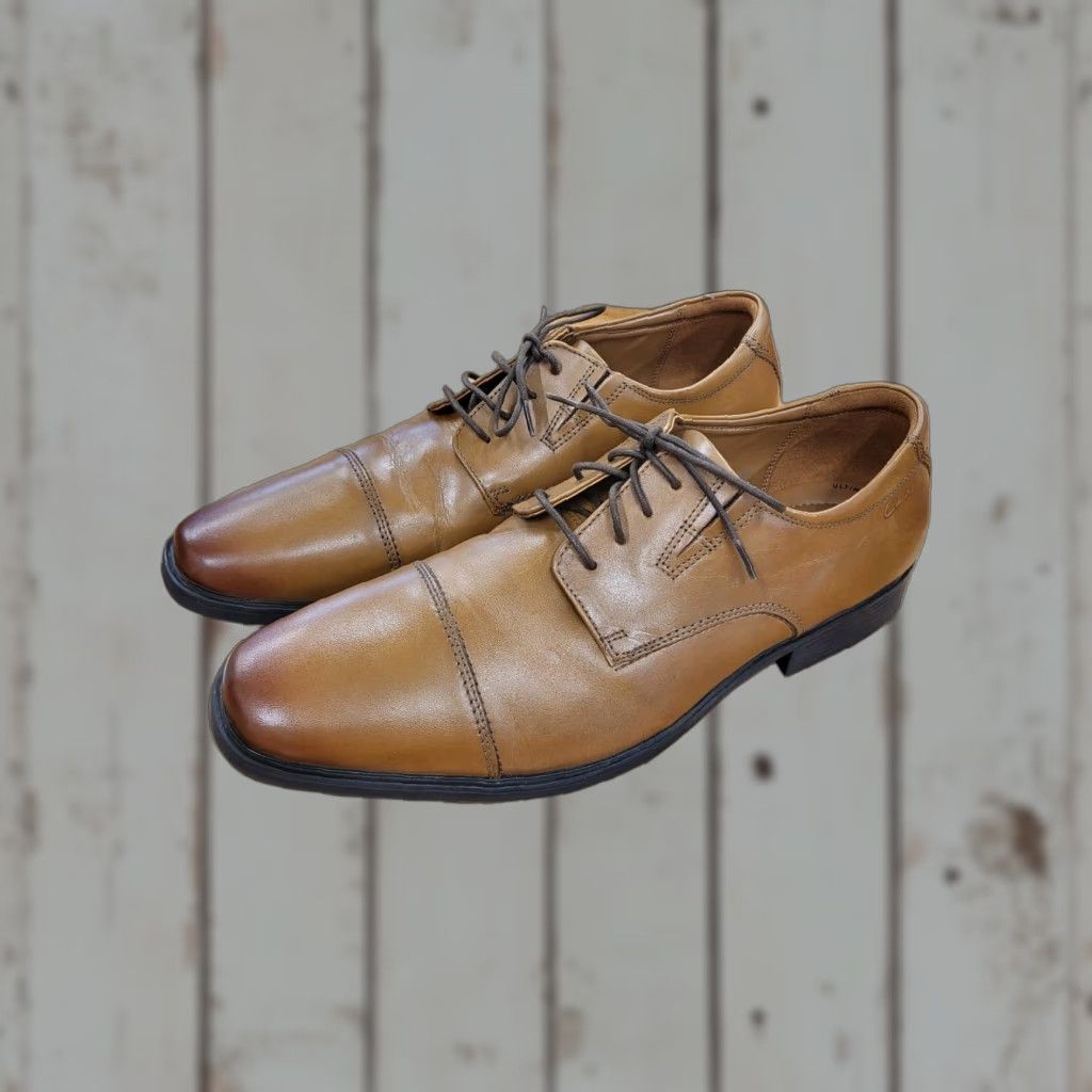 Clarks Clarks Tilden Cap Toe Oxford Shoes Men Dress Leather Lace Up Dark Tan Size 12 W Formal Shoes Size ONE SIZE - 1 Thumbnail