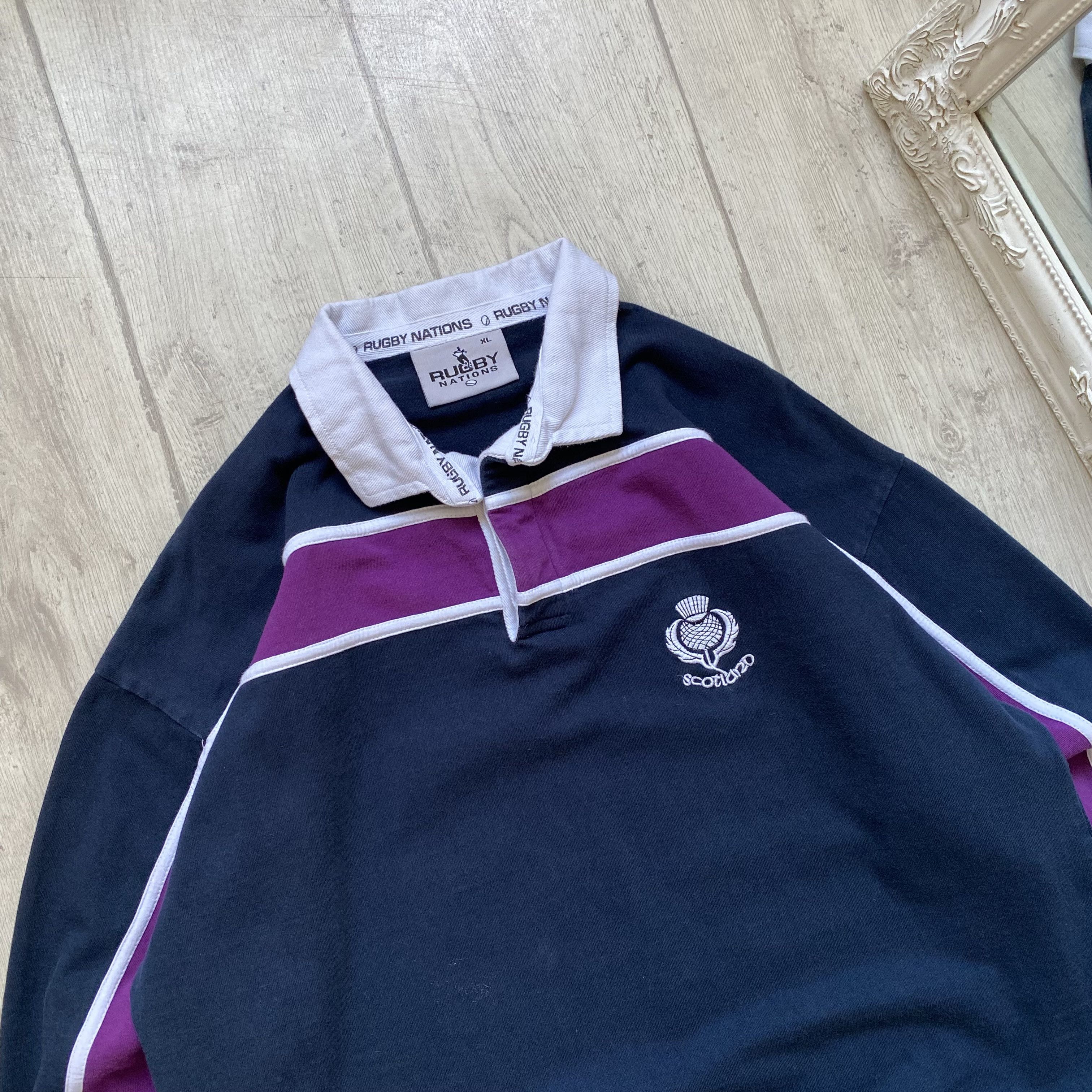 Cotton Traders 🏈 Vintage Scotland Rugby jersey heavy Shirt Y2K Blokcore Size US XL / EU 56 / 4 - 2 Thumbnail