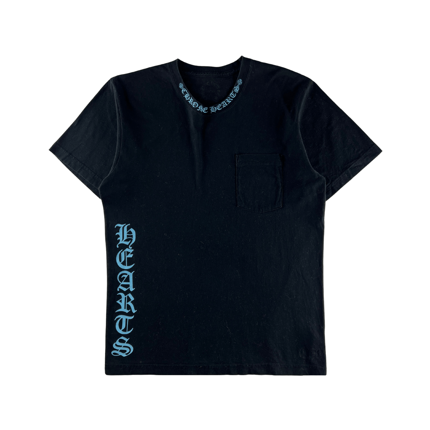 Chrome Hearts Chrome Heart Blue Script Collar Logo T-Shirt