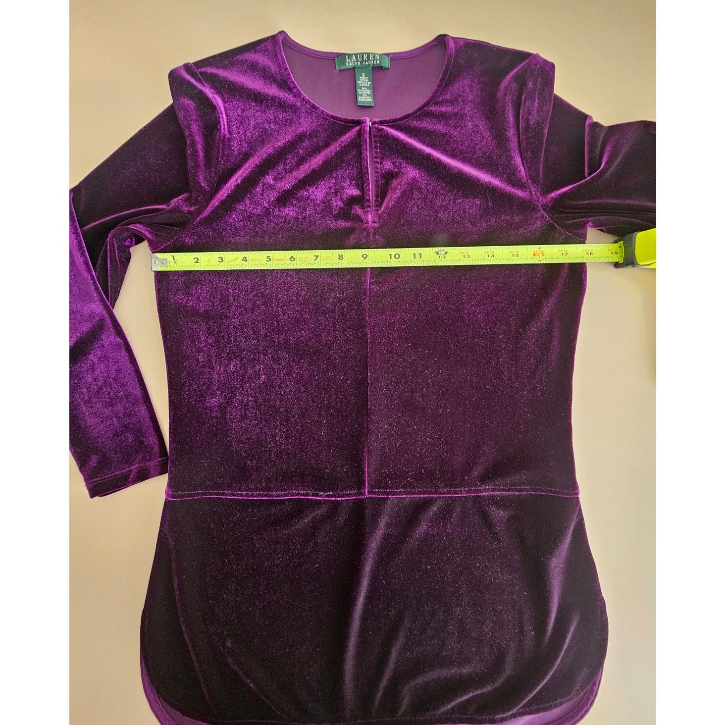 Lauren Ralph Lauren Lauren Ralph Laure Plum Velvet Keyhole Pullover Tunic Top S Size S / US 4 / IT 40 - 5 Thumbnail