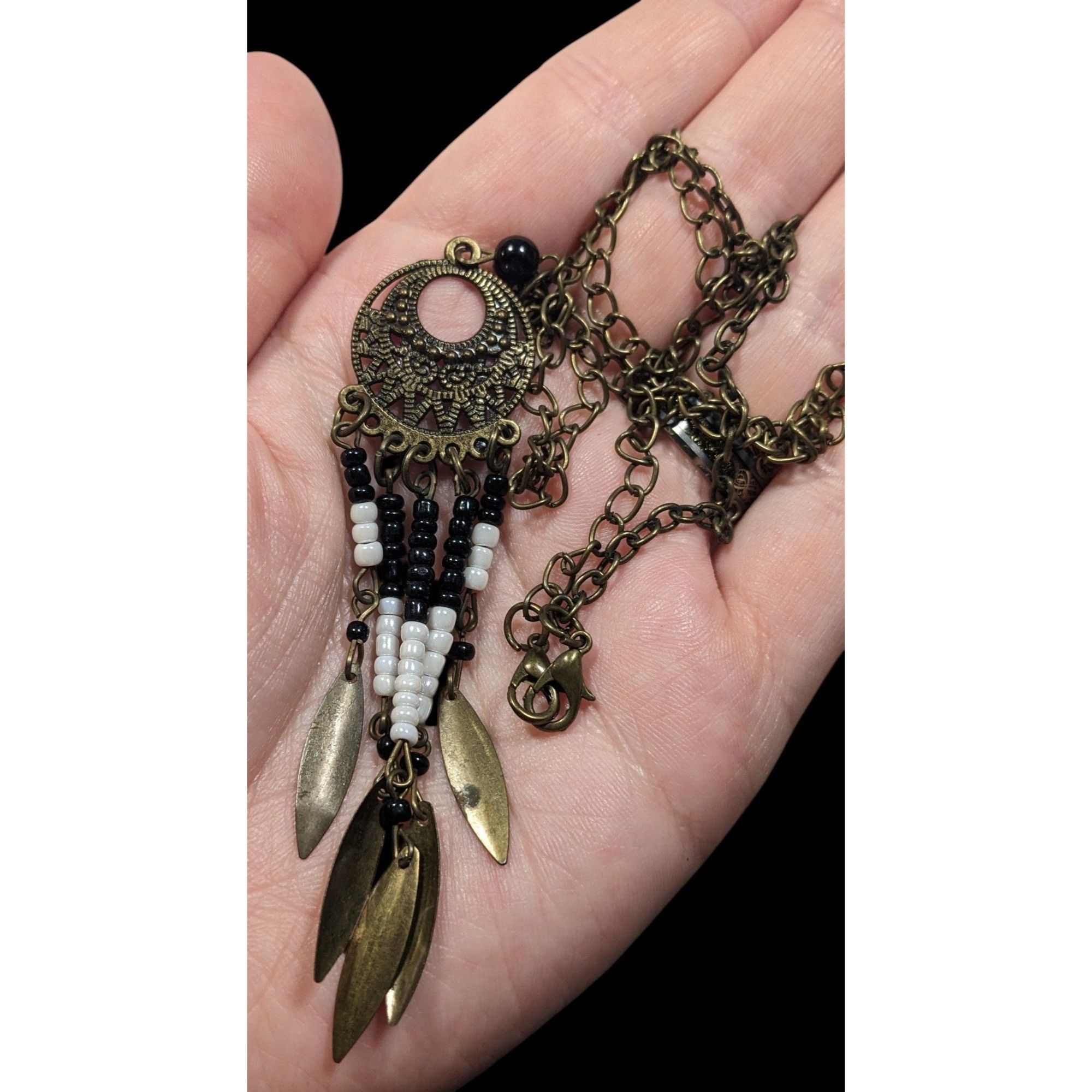 Other Bohemian Glass And Feather Charm Fringe Pendant Necklace Size ONE SIZE - 3 Thumbnail