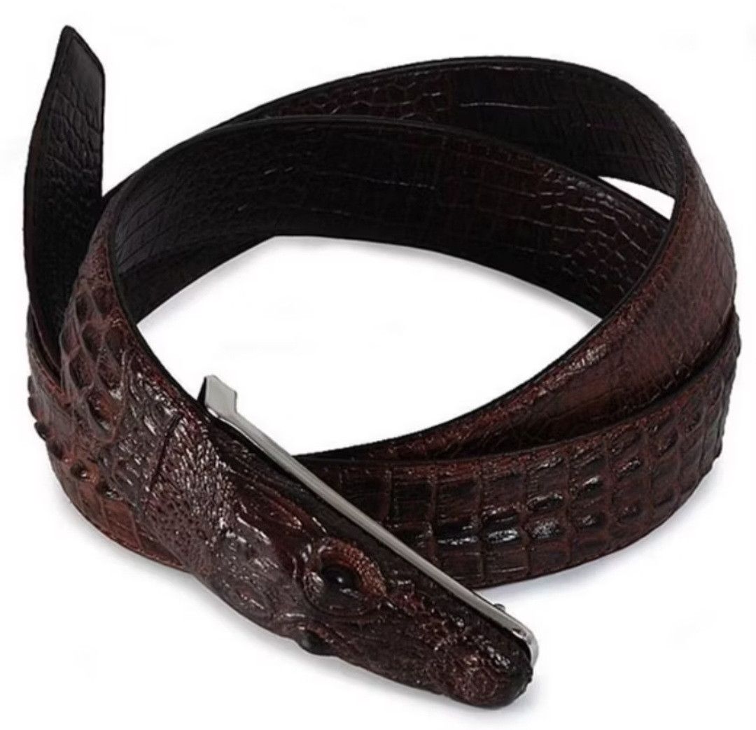 Japanese Brand 💥Dark chocolate crocodiles design casual belt Size ONE SIZE - 1 Preview