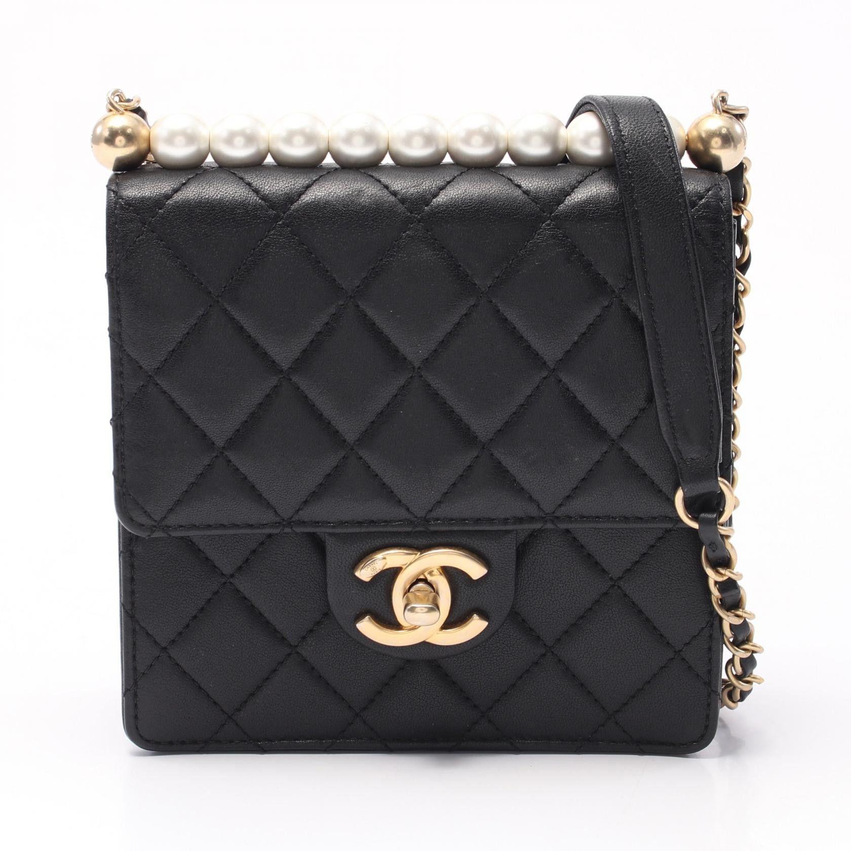 Chanel Chanel Matelasse As0584 Lambskin Shoulder Bag Leather Shoulder Bag As0584 in Black, Women's