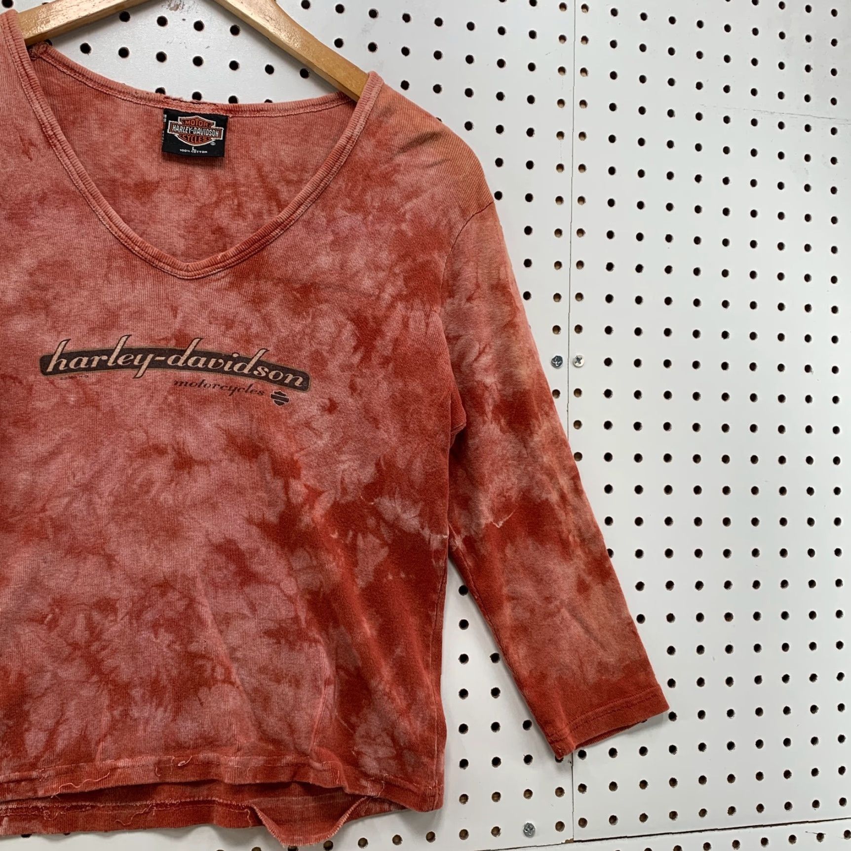 Harley Davidson VINTAGE Harley-Davidson Motorcycle Top Womens L Red Cropped 3/4 Sleeve V-Neck 20x19.5 Womens Mens Size L / US 10 / IT 46 - 4 Thumbnail