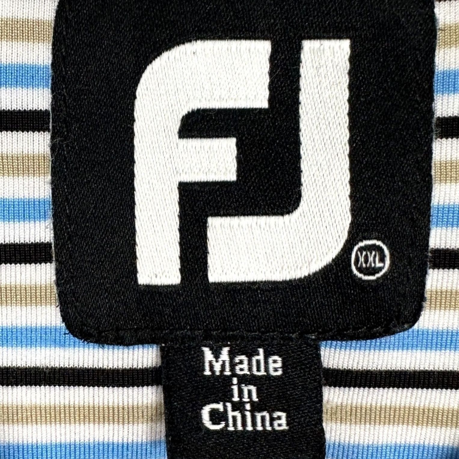 Footjoy FootJoy Polo Shirt Mens 2XL Blue Tan Golf Stripes Performance Stretch Rugby Size US XXL / EU 58 / 5 - 4 Thumbnail