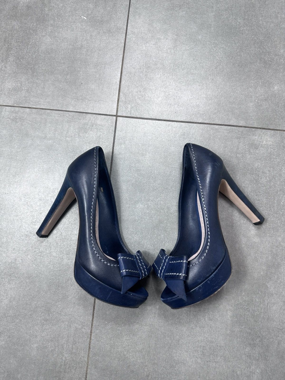 Miu Miu Vintage Miu Miu PeepToe Heels perforated cocard dot holes Size US 7.5 / IT 37.5 - 2 Thumbnail