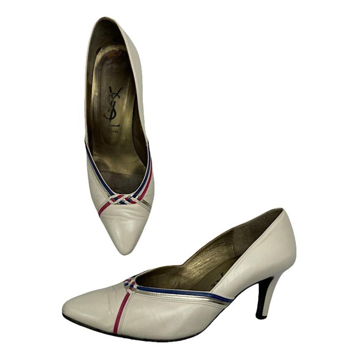 Yves Saint Laurent White Leather Heel Size US 5 / IT 35 - 1 Thumbnail