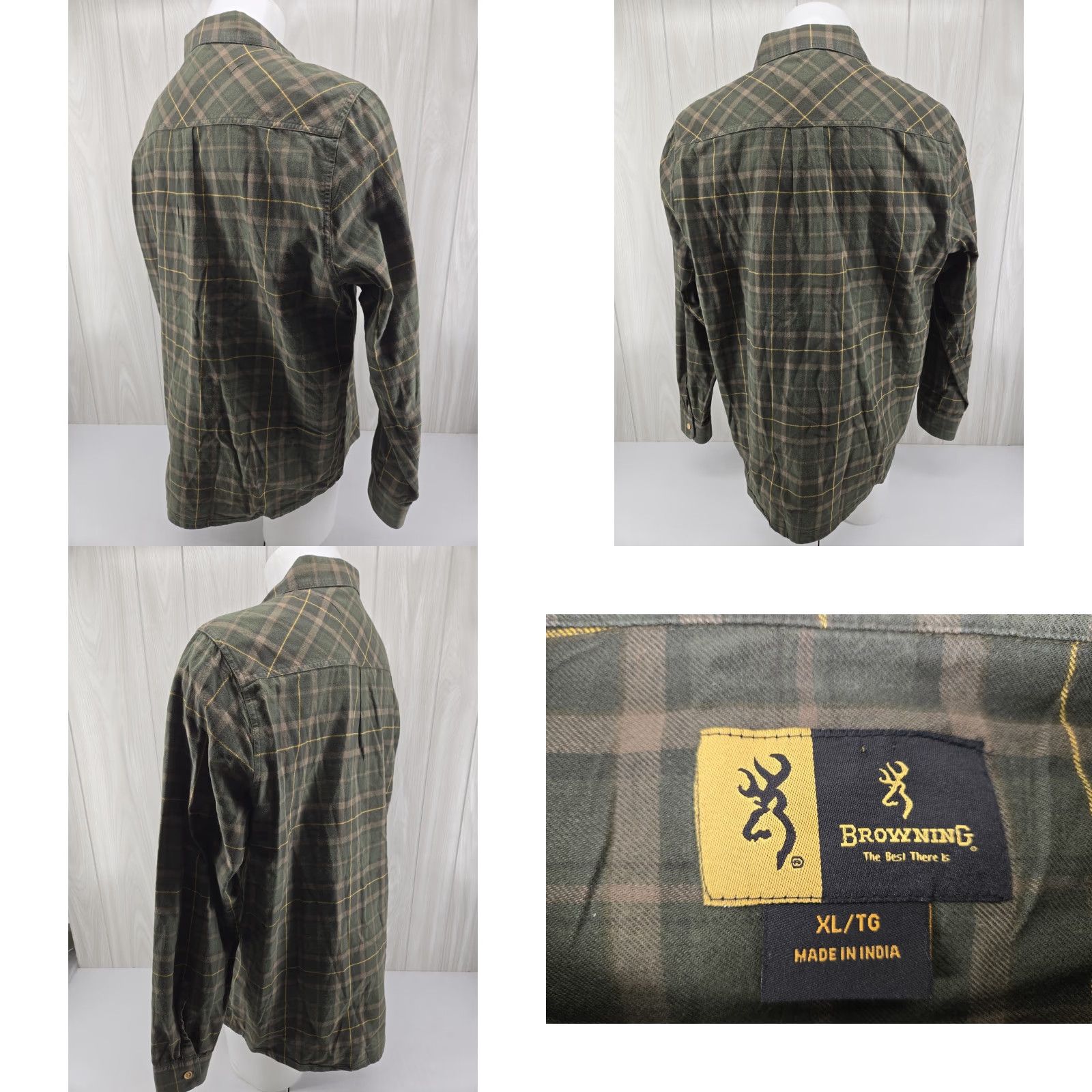 Vintage Browning Hunting Shirt Button-Down Plaid Green XL Mens Button Up Collared Long Sleeve Size US XL / EU 56 / 4 - 8 Thumbnail
