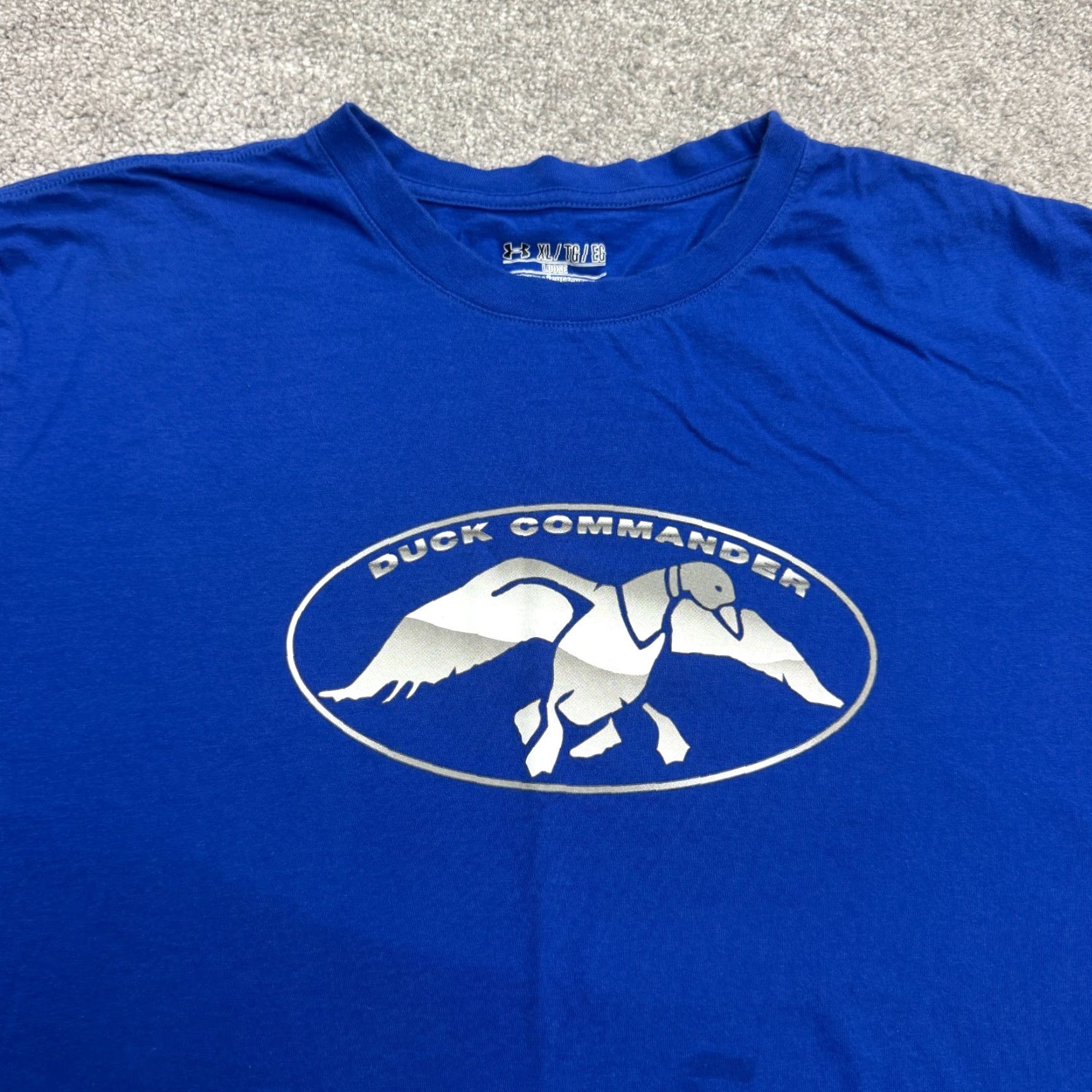Under Armour Under Armour HeatGear T-Shirt Men XL Blue Cotton Loose Fit Crew Neck Graphic Tee Size US XL / EU 56 / 4 - 3 Thumbnail