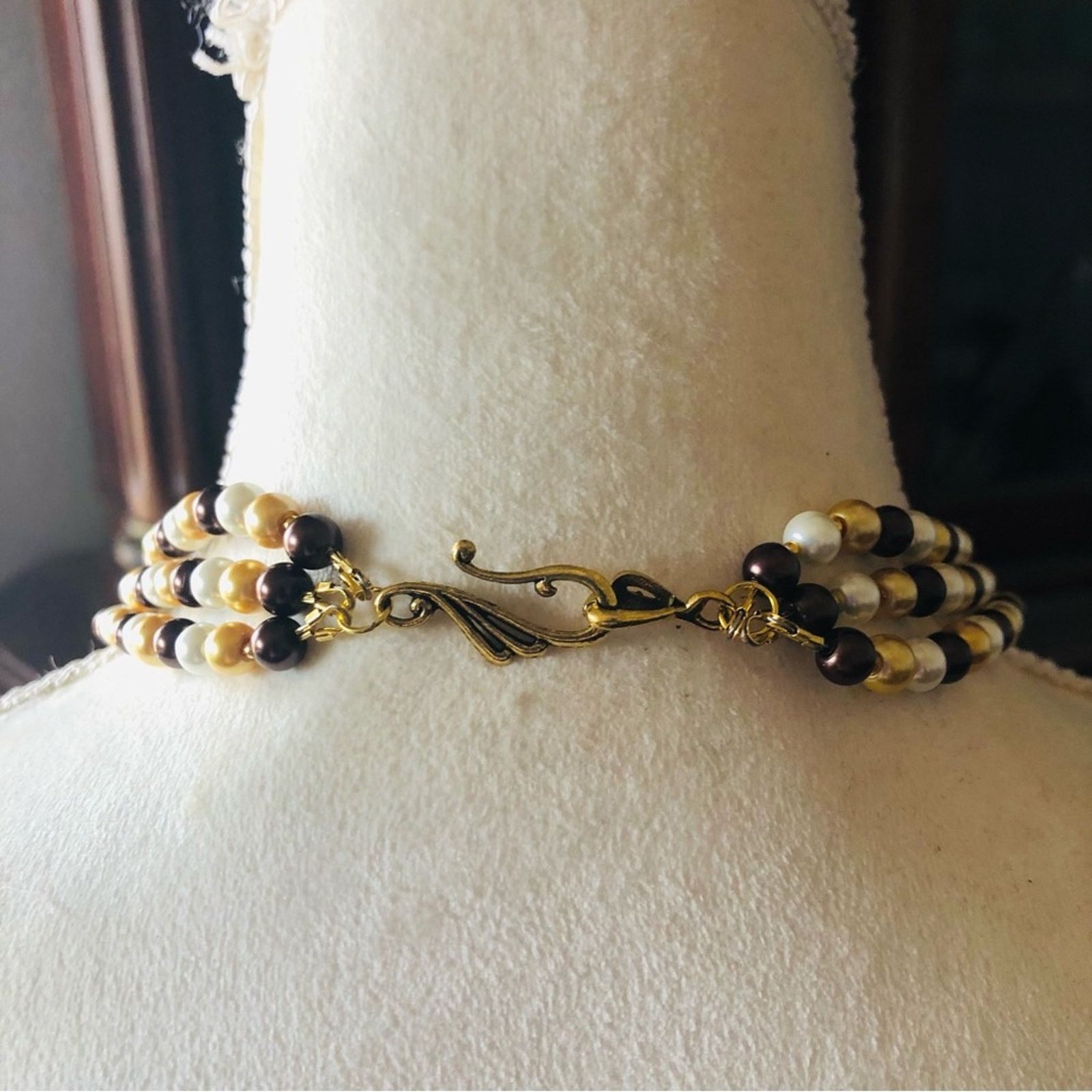 Handmade Handcrafted repurpose large amulet pendant Pearl necklace Size ONE SIZE - 11 Thumbnail