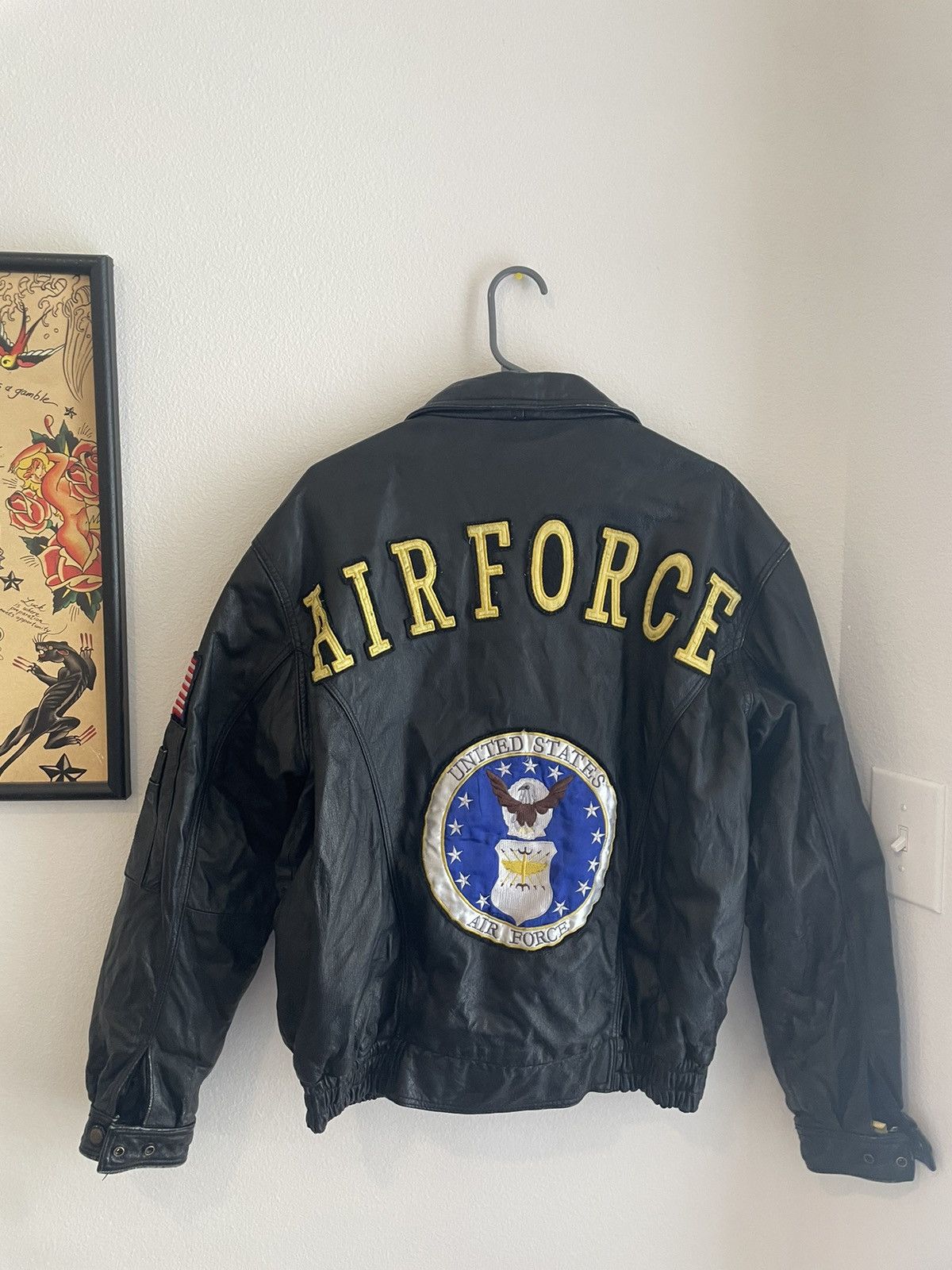 Vintage Vintage United States Air Force black leather jacket Size US L / EU 52-54 / 3 - 1 Thumbnail