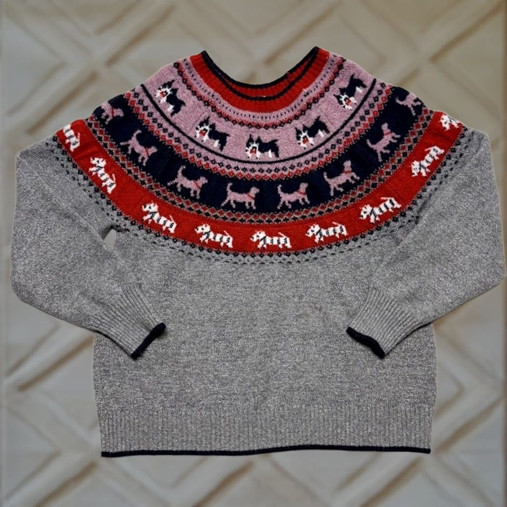 Vintage Holiday Time Ugly Christmas Sweater Metallic Dog Fair Isle Pullover Womens Size XL Size XL / US 12-14 / IT 48-50 - 1 Thumbnail