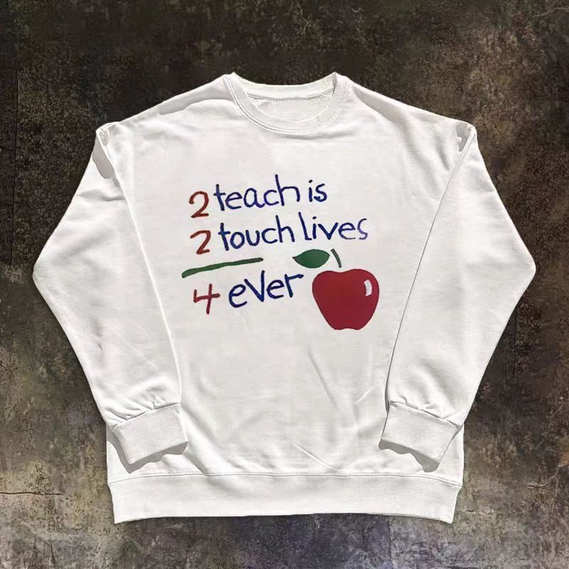 Vintage White washed retro apple print sweatshirt y2k Size US M / EU 48-50 / 2 - 1 Thumbnail