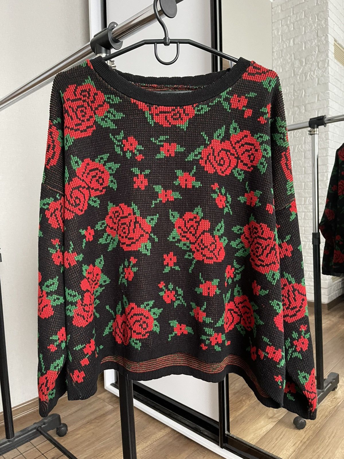 Japanese Brand Wakatsuki Chinatsu WC Roses Japanese Sweater Knit Pullover Size US M / EU 48-50 / 2 - 3 Thumbnail