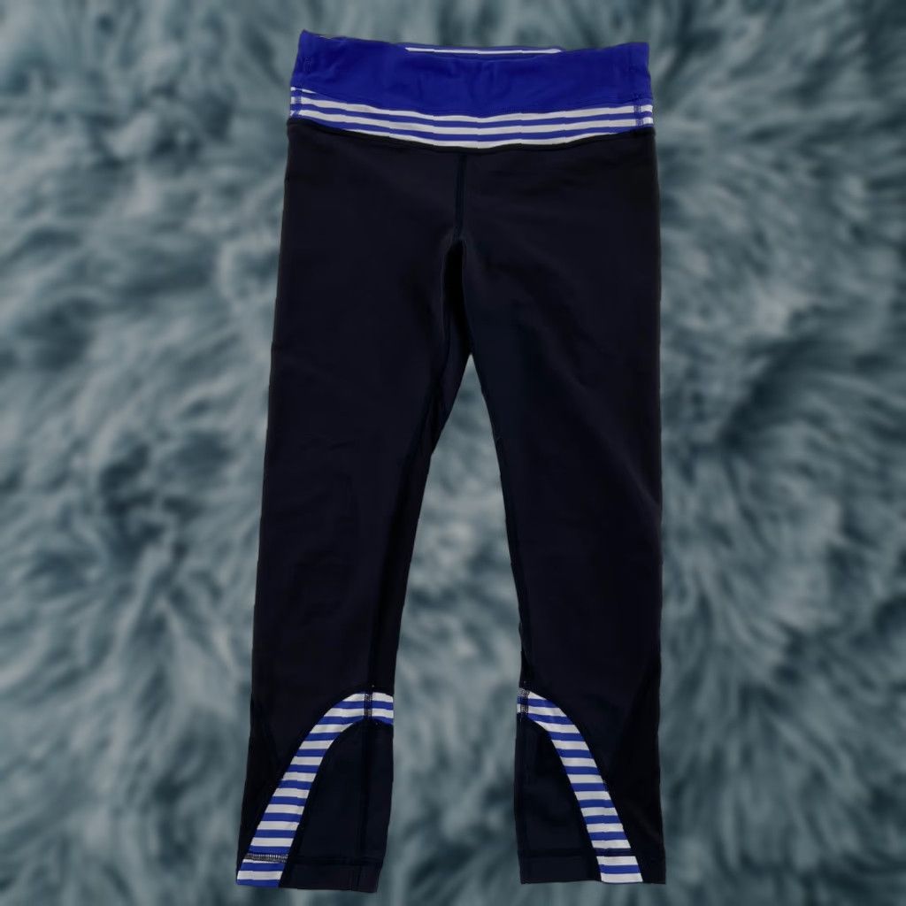 Lululemon Lululemon Speed Up Crop Leggings Activewear Pants Women's Size 4 Black Blue Cropped Size 27" / US 4 / IT 40 - 1 Thumbnail
