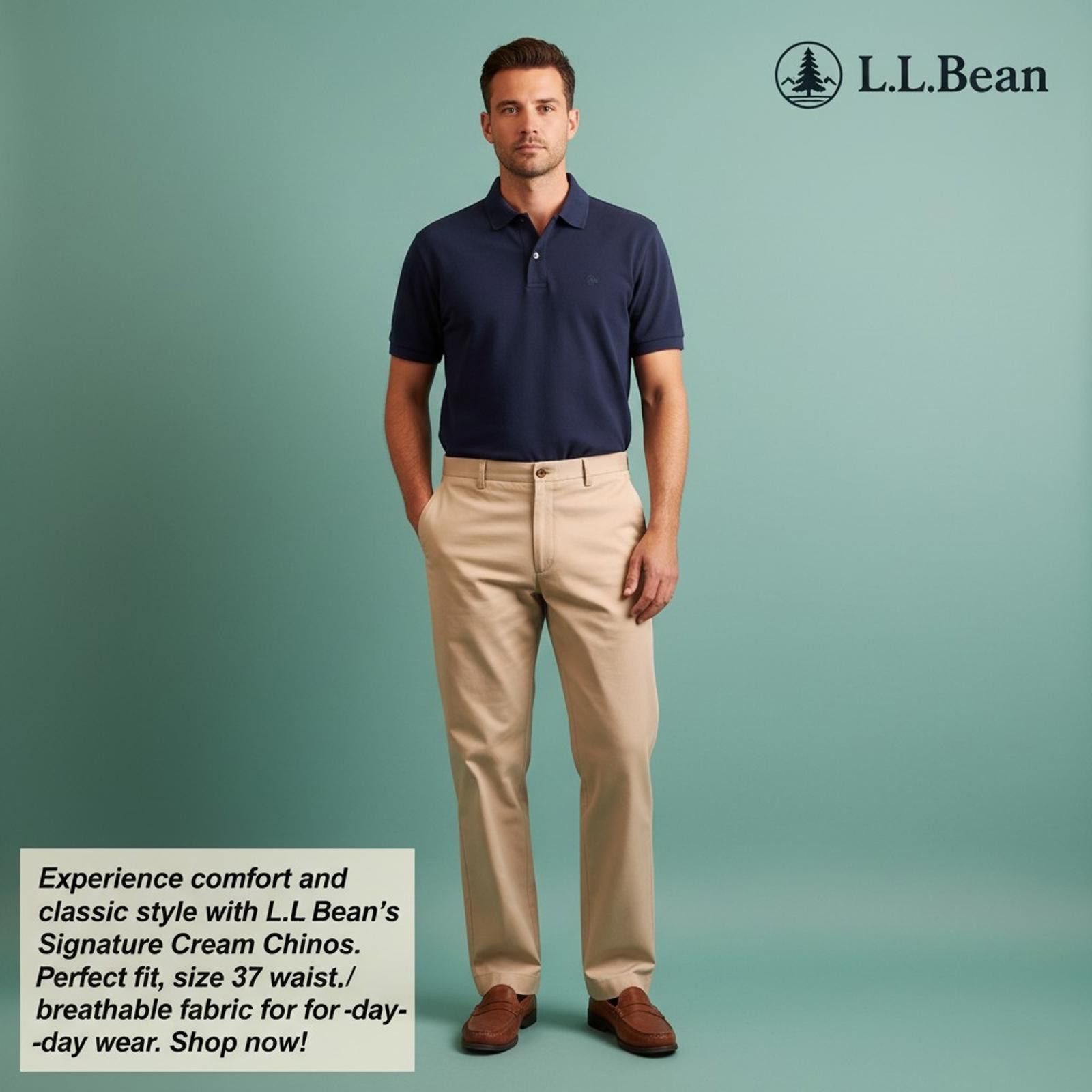 L.L. Bean L.L. Bean Signature Cream Chinos Classic Fit Size 37 Waist Size US 37 - 1 Thumbnail