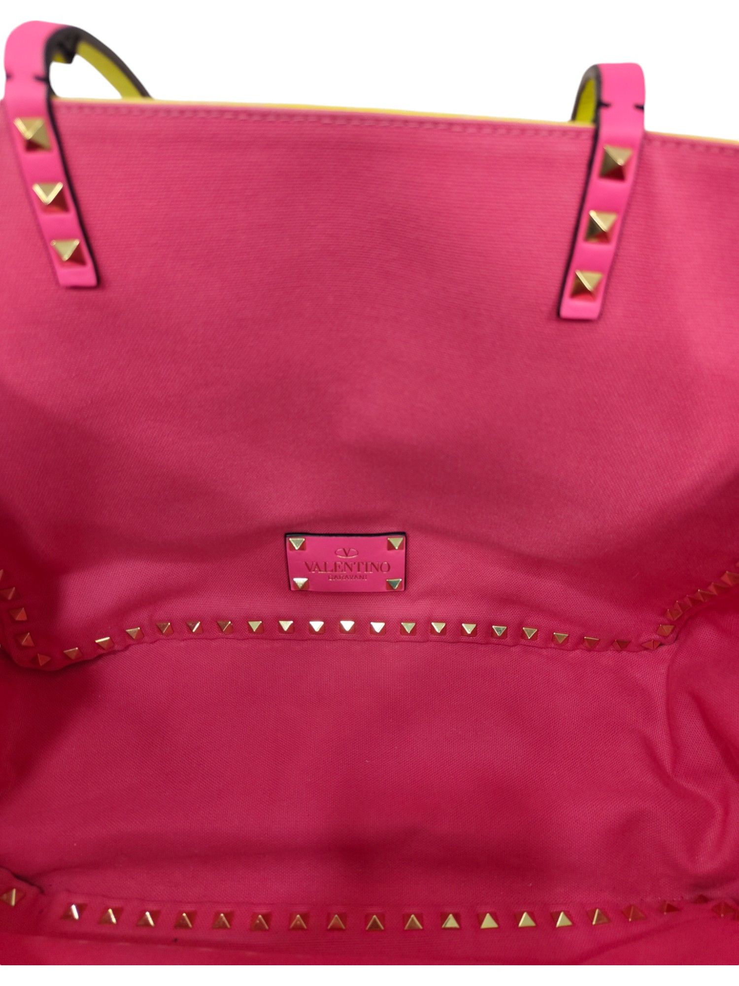 Valentino Yellow And Pink Rockstud Reversible Canvas Tote Bag Size ONE SIZE - 5 Thumbnail