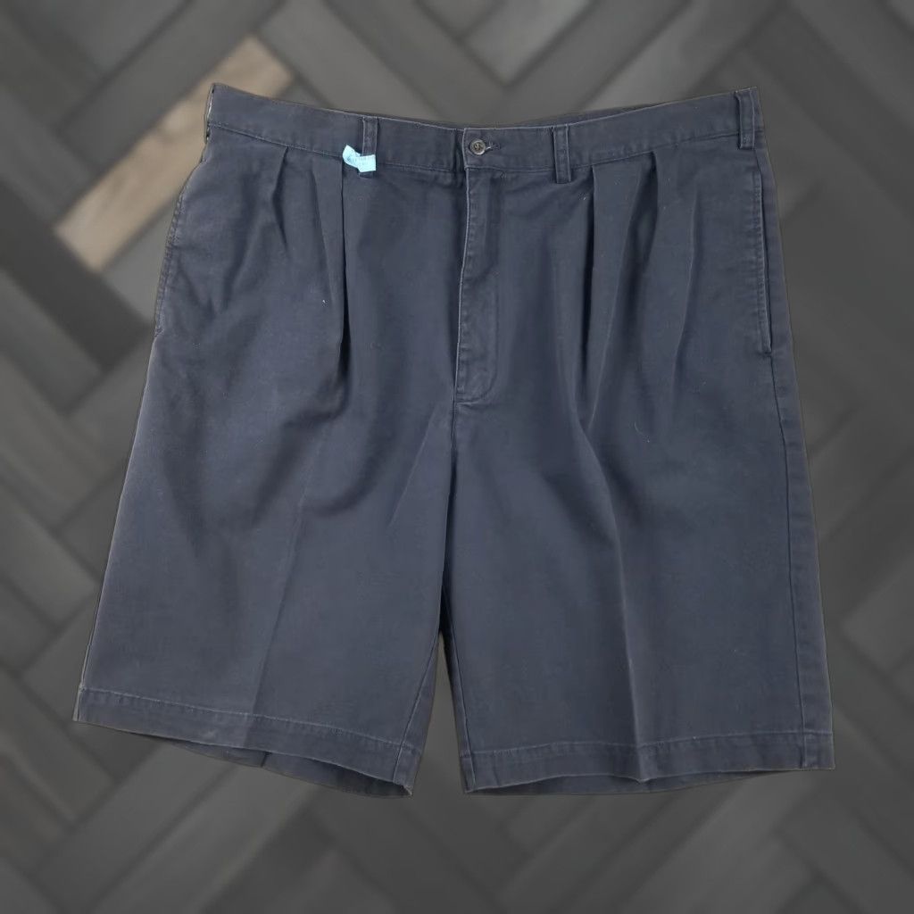 Polo Ralph Lauren VINTAGE Chino Shorts Mens 42 Tall Navy Pleated Cotton Pony Logo