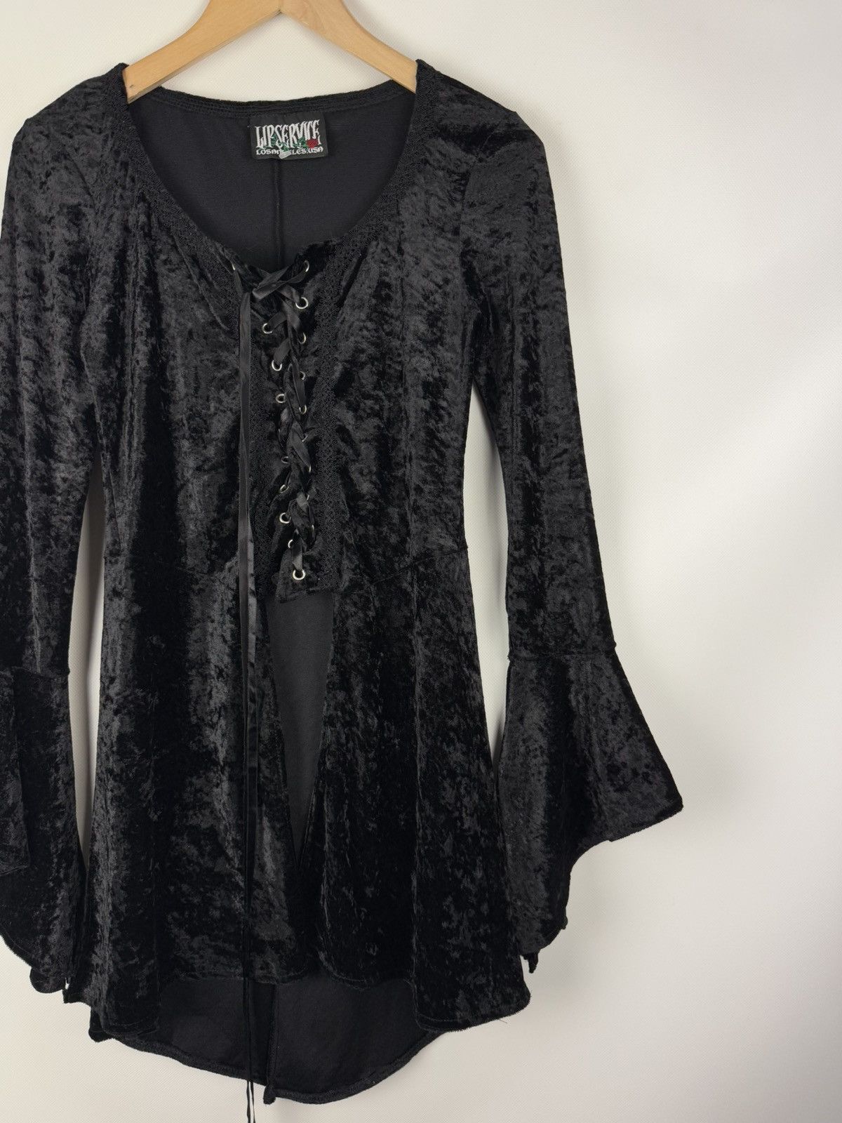 Lip Service Lip Service Gothic Witch Punk Velour Bell Sleeve Tunic Dress Size S / US 4 / IT 40 - 3 Thumbnail