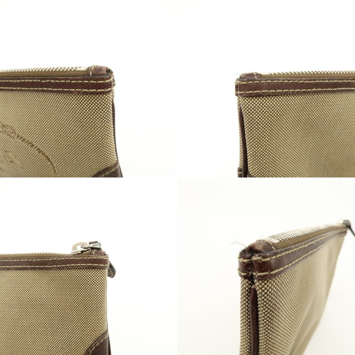 Prada Prada Logo Jacquard Leather Cosmetic Pouch Tan Size ONE SIZE - 5 Thumbnail
