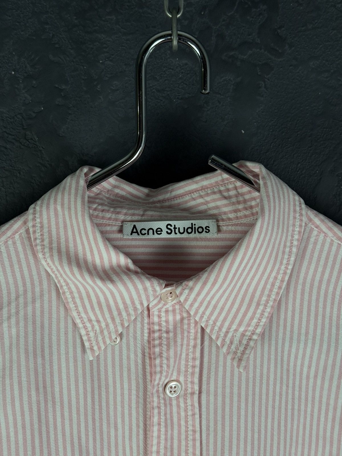 Acne Studios Acne Studios Oversized Logo Striped Lyocell Shirt Size US S / EU 44-46 / 1 - 9 Thumbnail