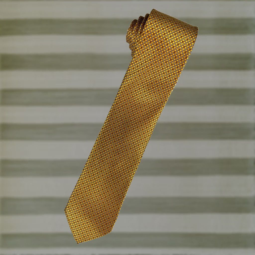 Ermenegildo Zegna Ermenegildo Zegna Silk Tie Men's Gold Made in Italy Long 61.25" 3.25" Wide Geometric 100% Silk v2 Size ONE SIZE - 1 Thumbnail