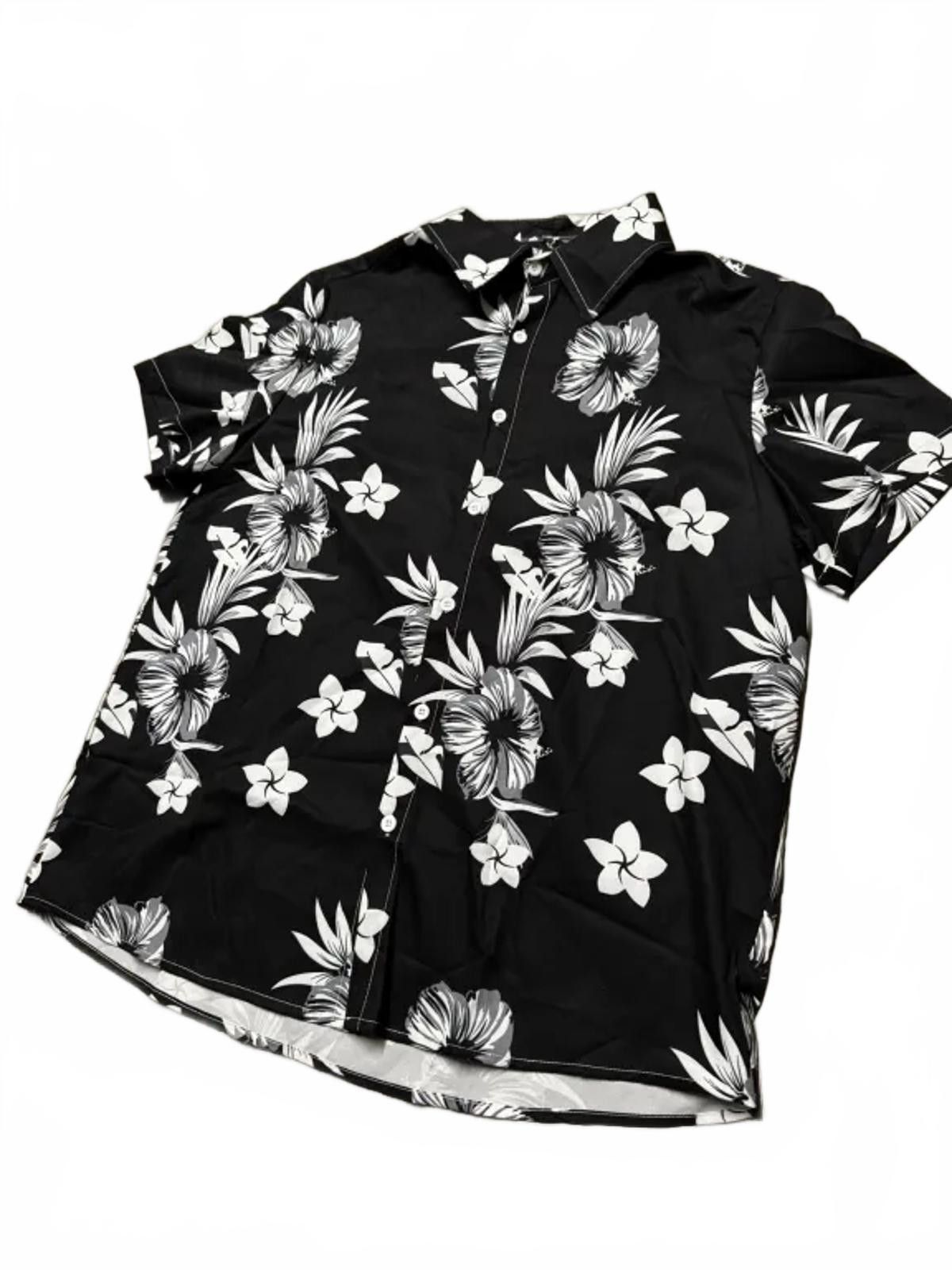 Designer Stylish Black Floral Print Short Sleeve Shirt Size US L / EU 52-54 / 3 - 2 Thumbnail