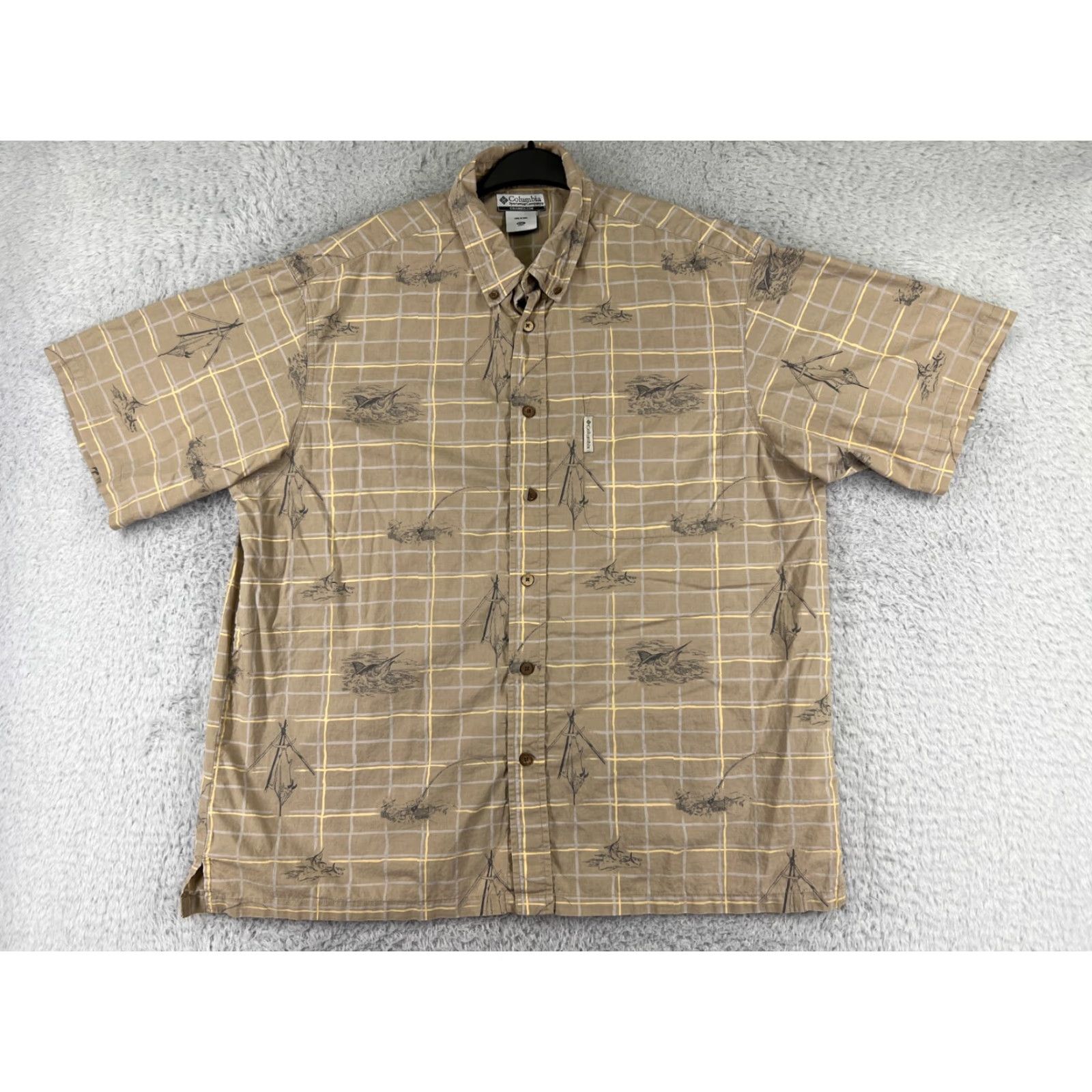 Vintage Columbia Shirt Mens 2XL Beige River Lodge Hawaiian Aloha Beach Resort 2XL Mens Shirt Size US XXL / EU 58 / 5 - 2 Thumbnail