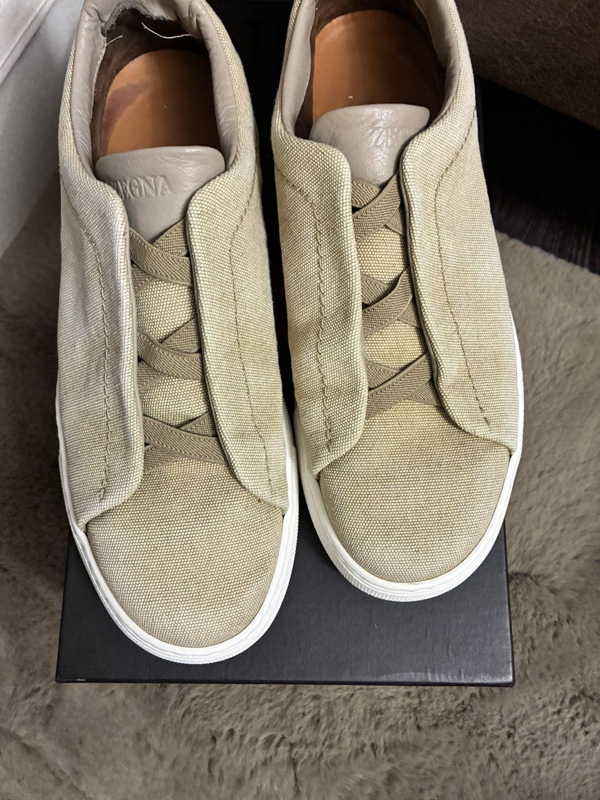 Ermenegildo Zegna Zegna beige canvas triple stitch uk 7 eu 41 Size US 8 / EU 41 - 2 Thumbnail