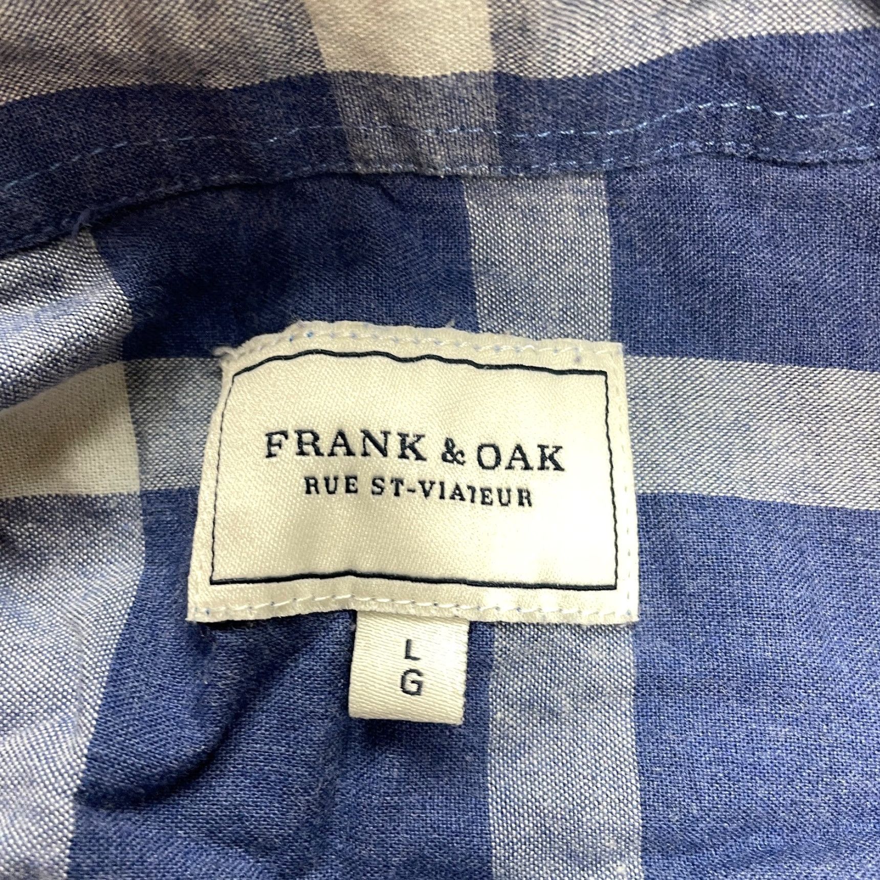 Vintage Frank + Oak Rue St. Viateur Button Up Shirt Mens Large Blue Plaid Long sleeve Size US L / EU 52-54 / 3 - 4 Thumbnail